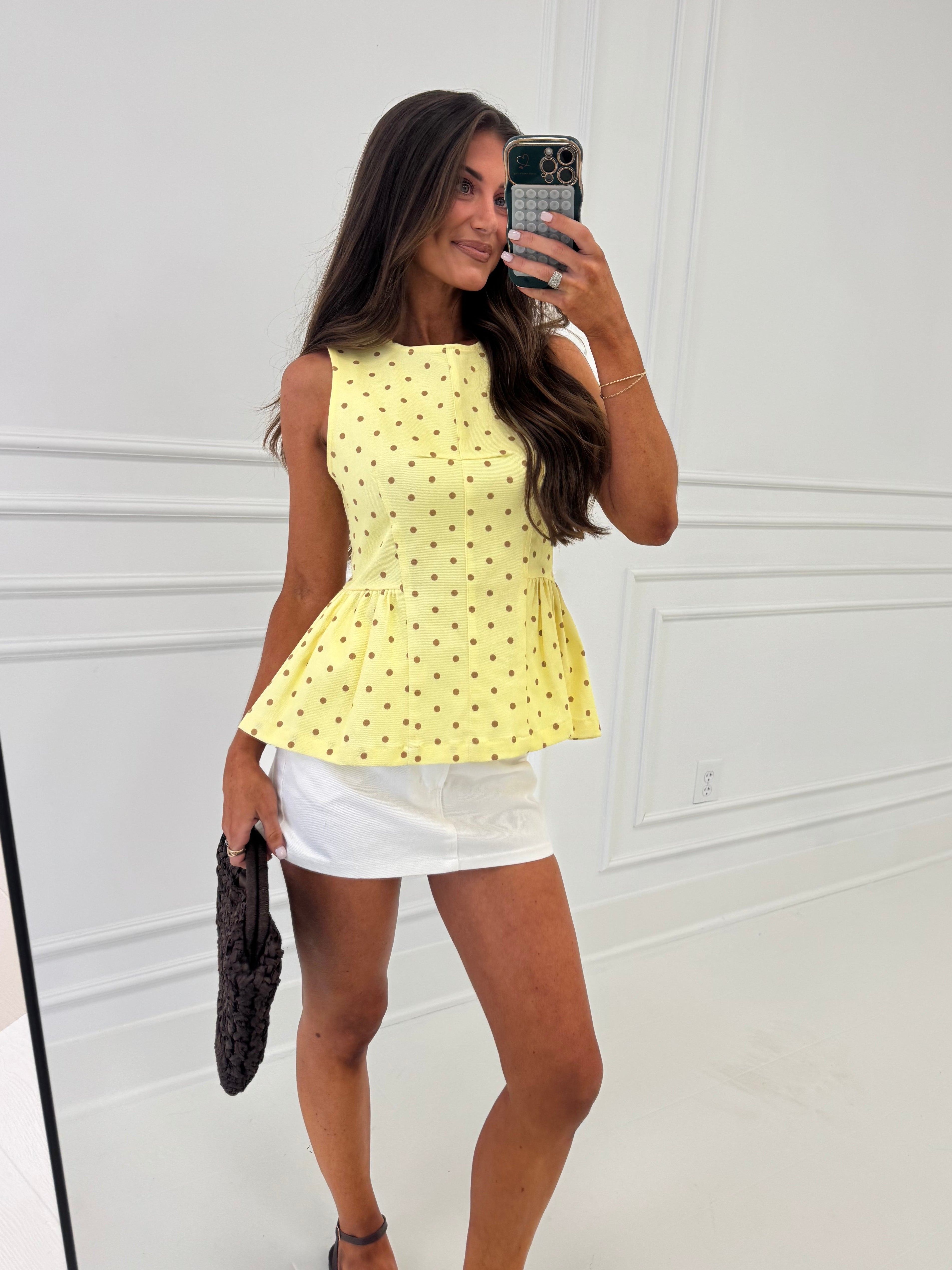 Claire Peplum Top-Lemon