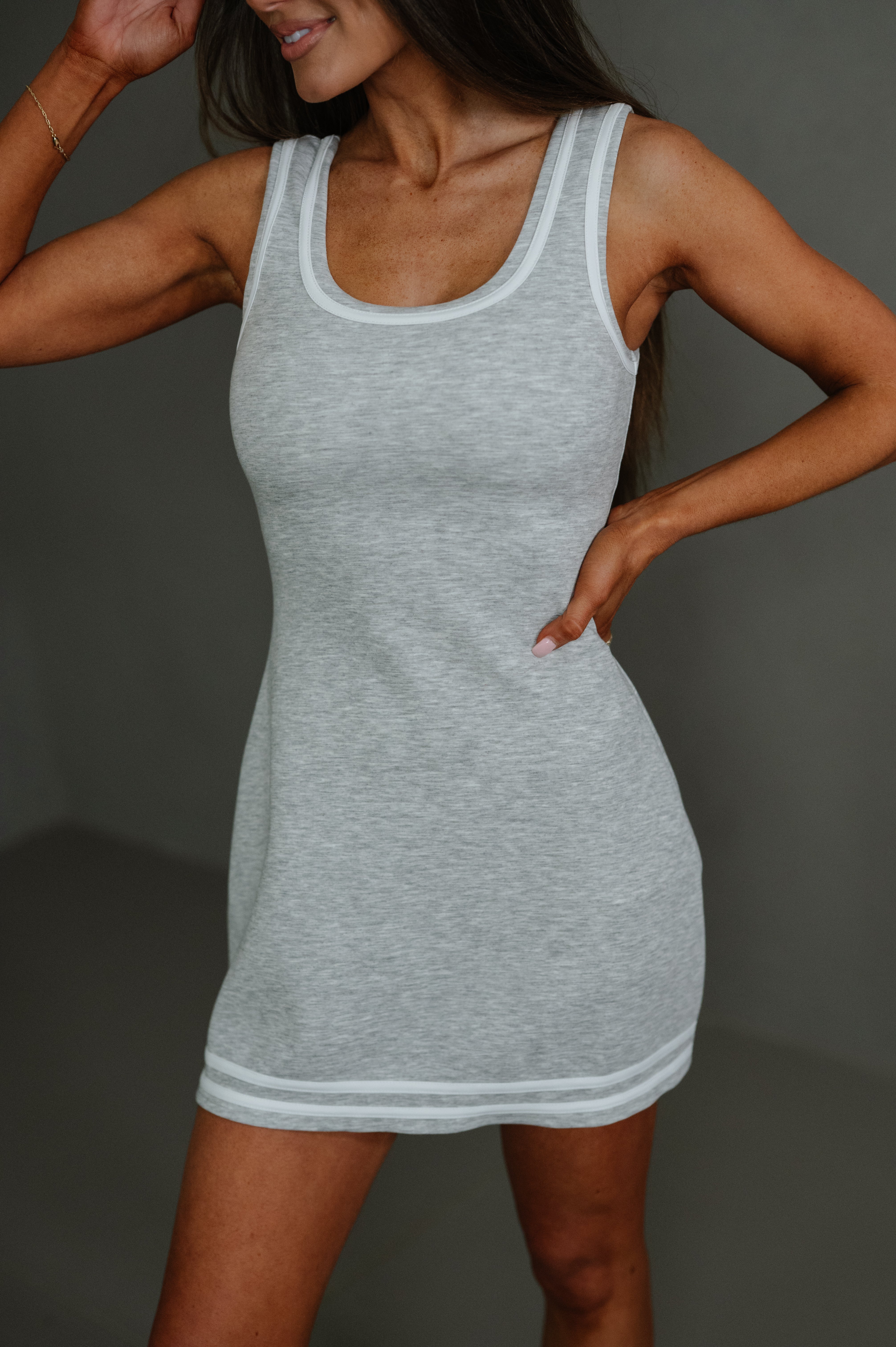 Reese Scuba Dress-Heather Grey