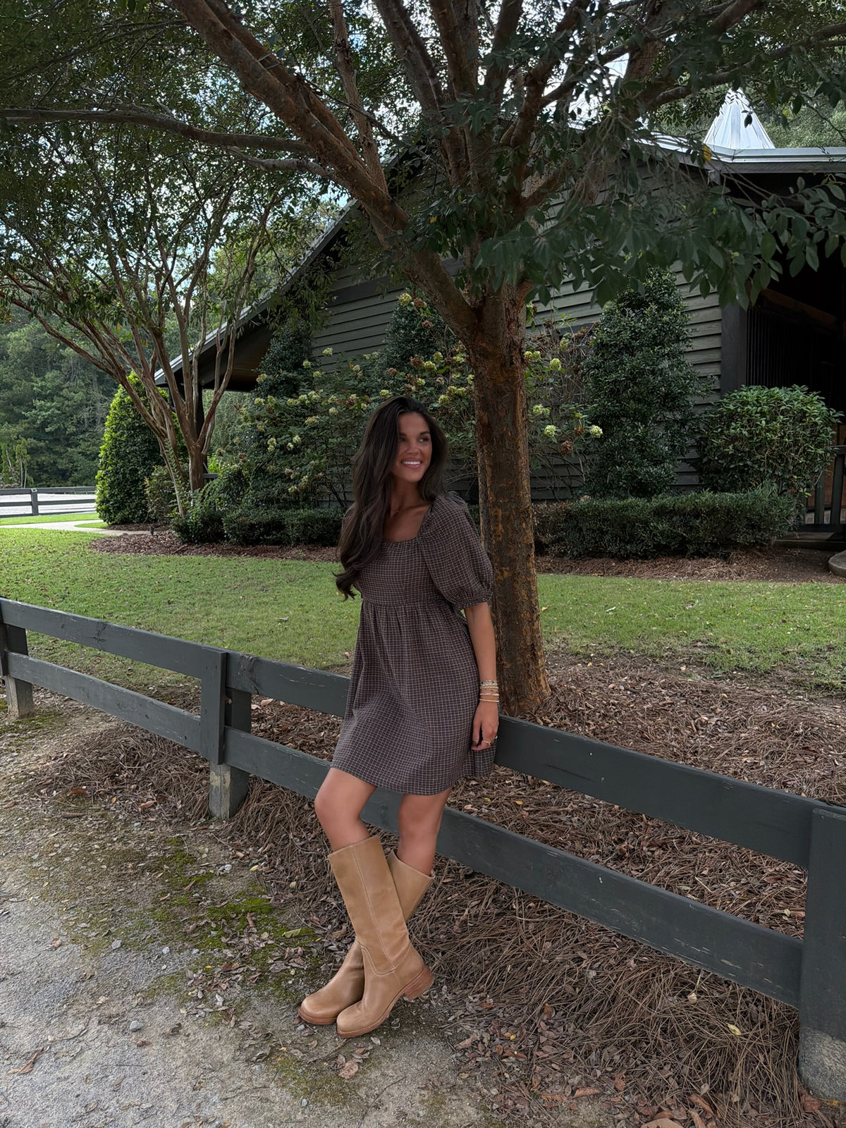 Lucie Plaid Mini Dress-Chocolate