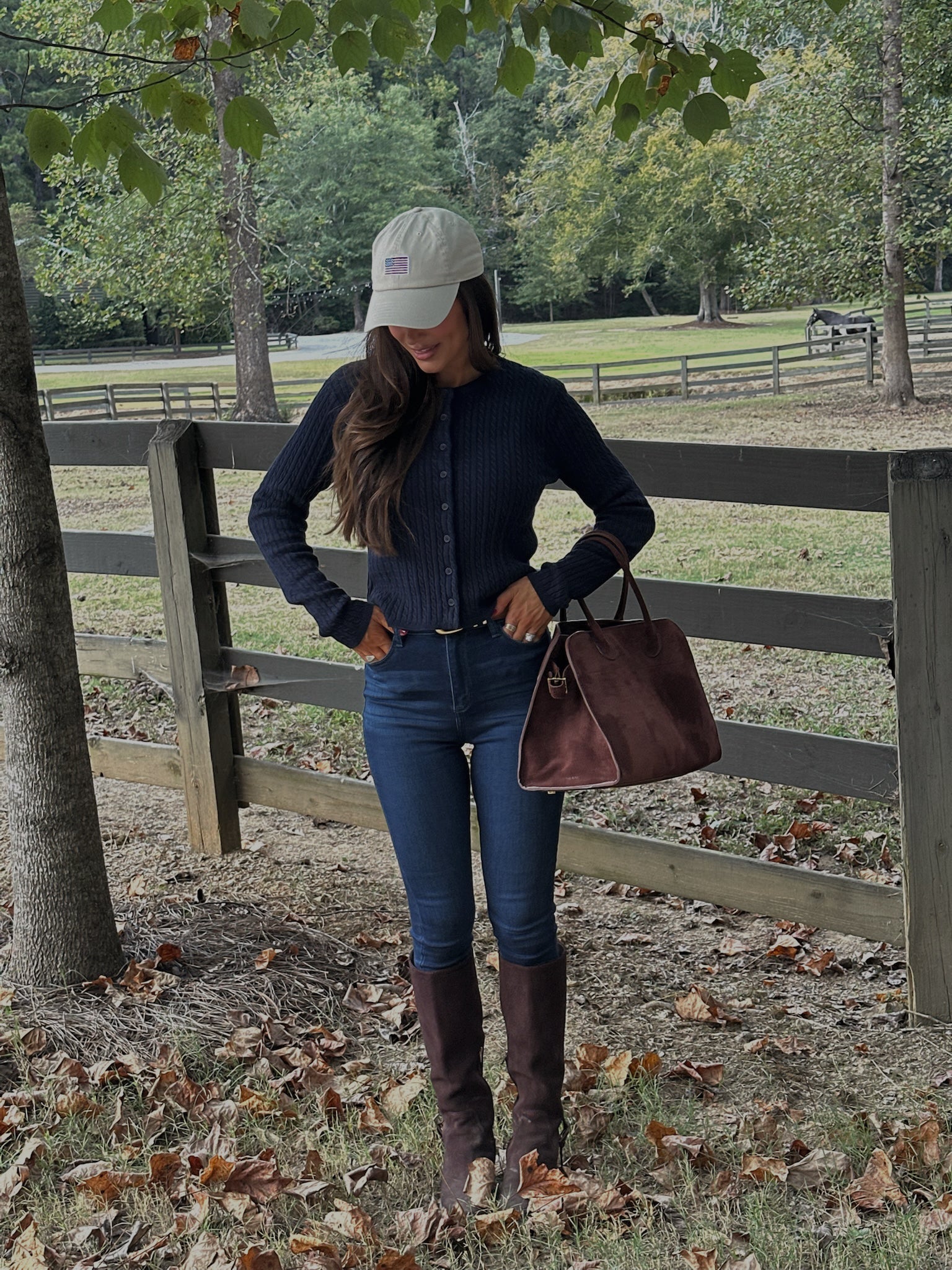 Brynn Cable Knit Cardigan-Navy