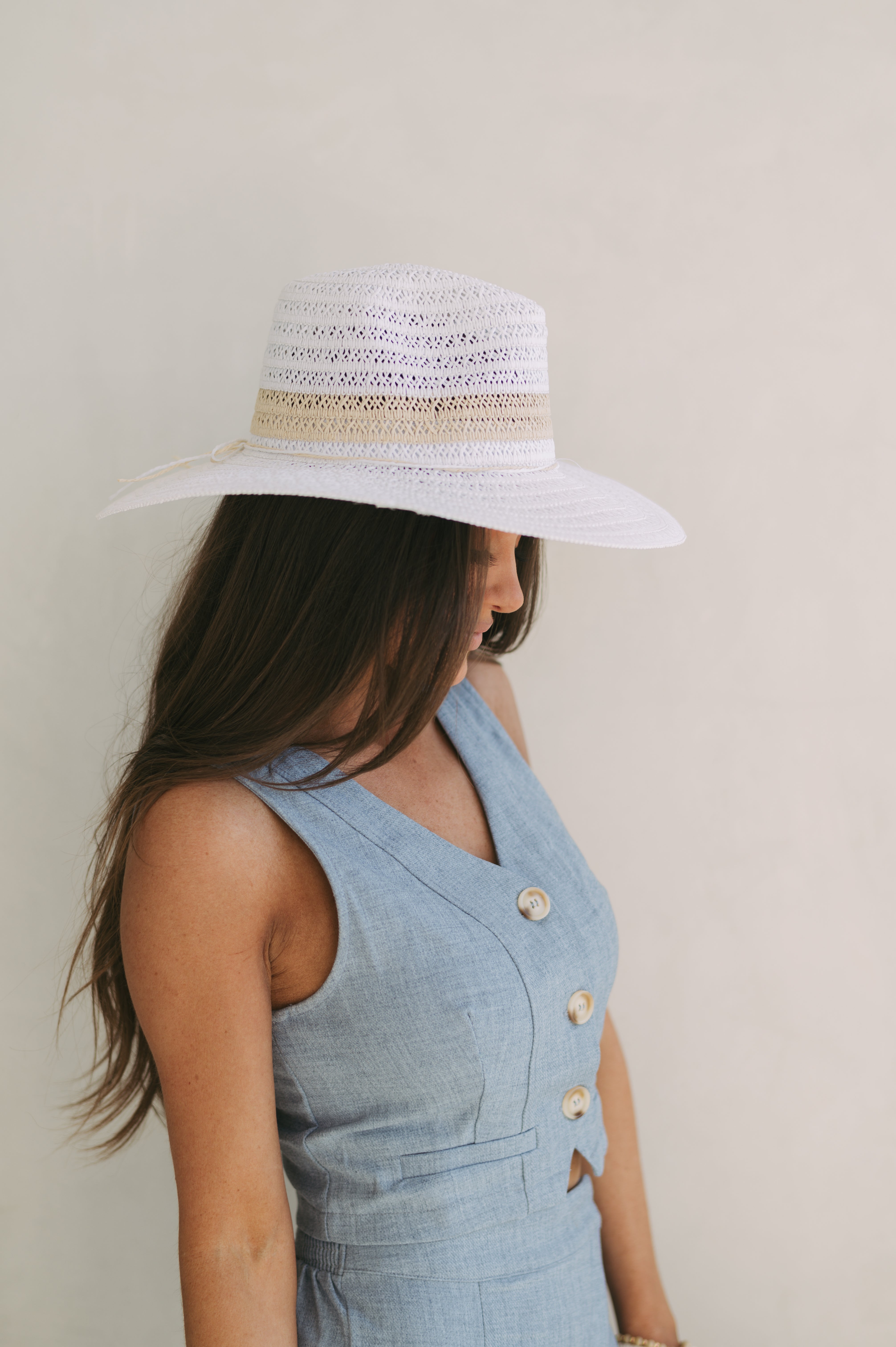 Straw Braided Sun Hat-White//DOORBUSTER