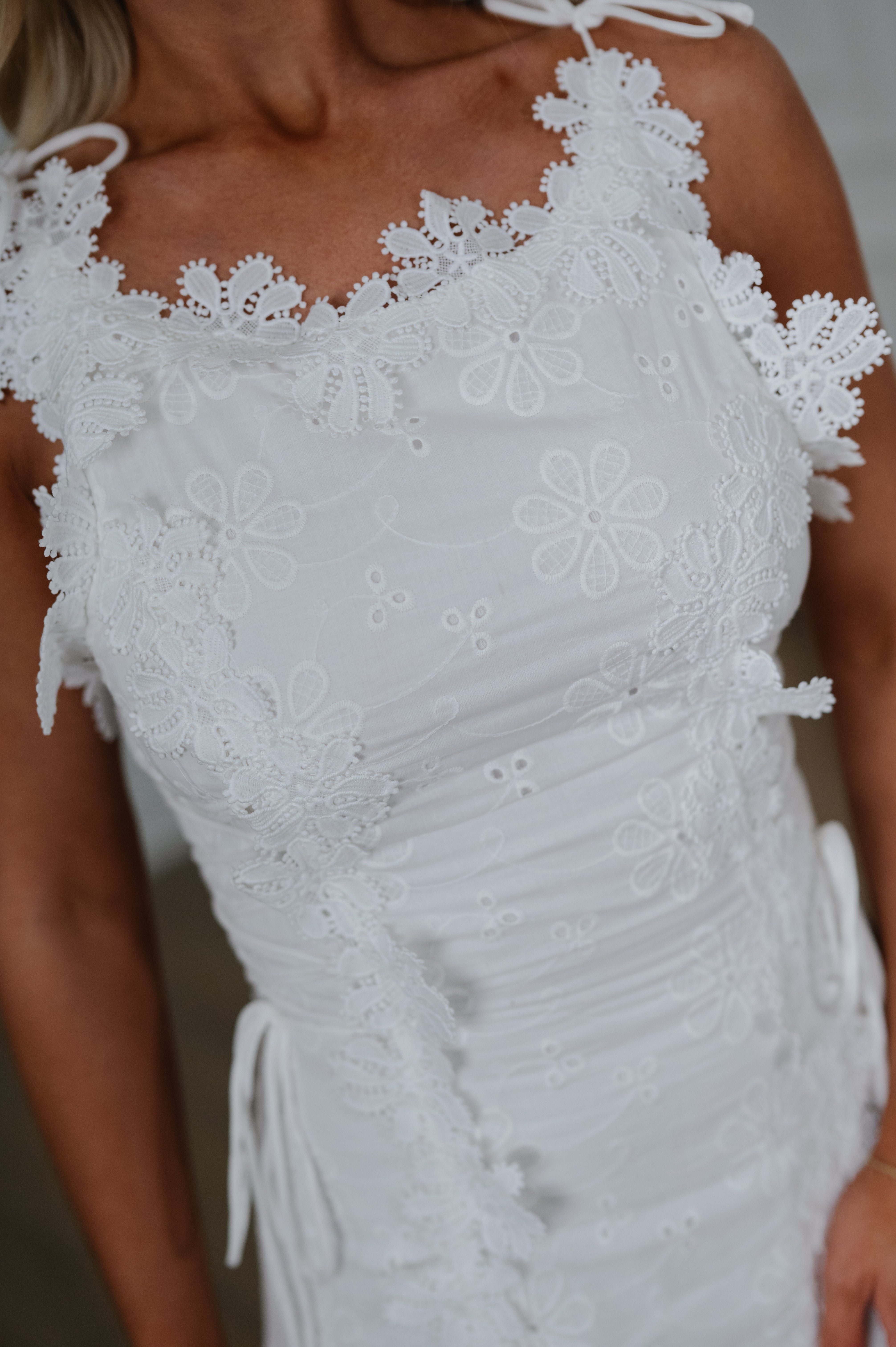 Selena Embroidered Maxi Dress-White