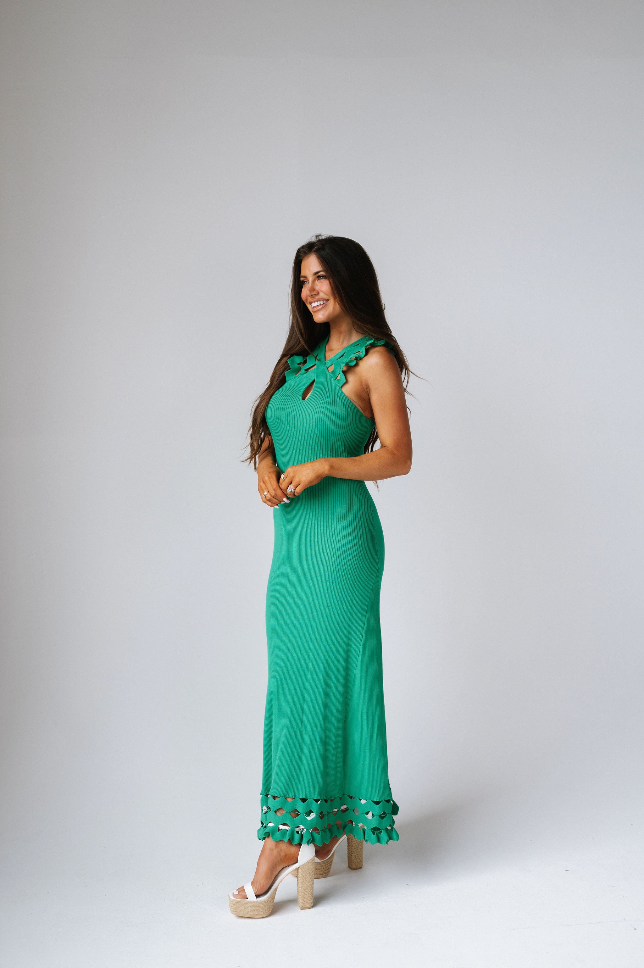 Costa Rica Crochet Maxi Dress-Green