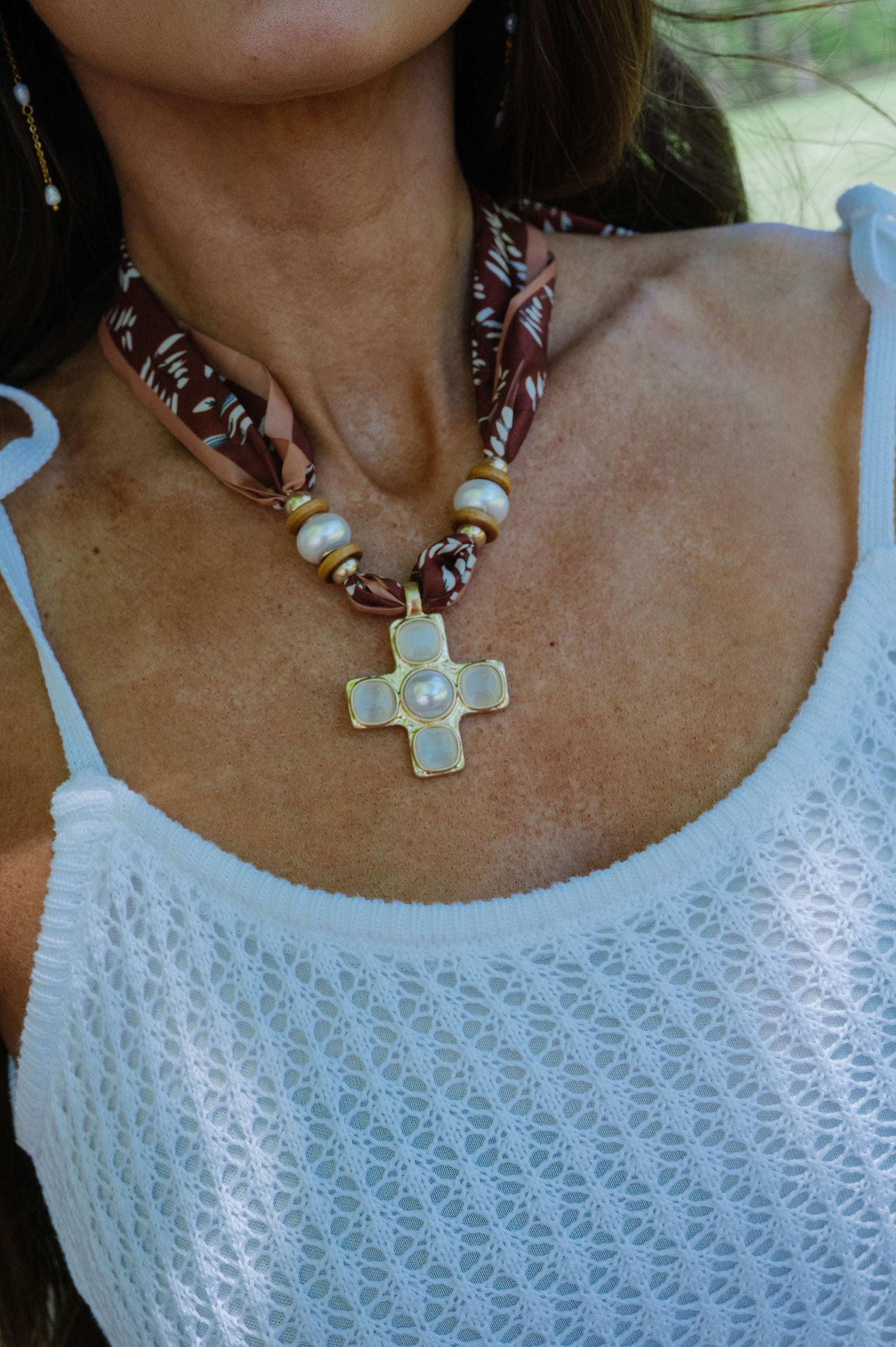 Jeweled Cross Pendent Cross Necklace