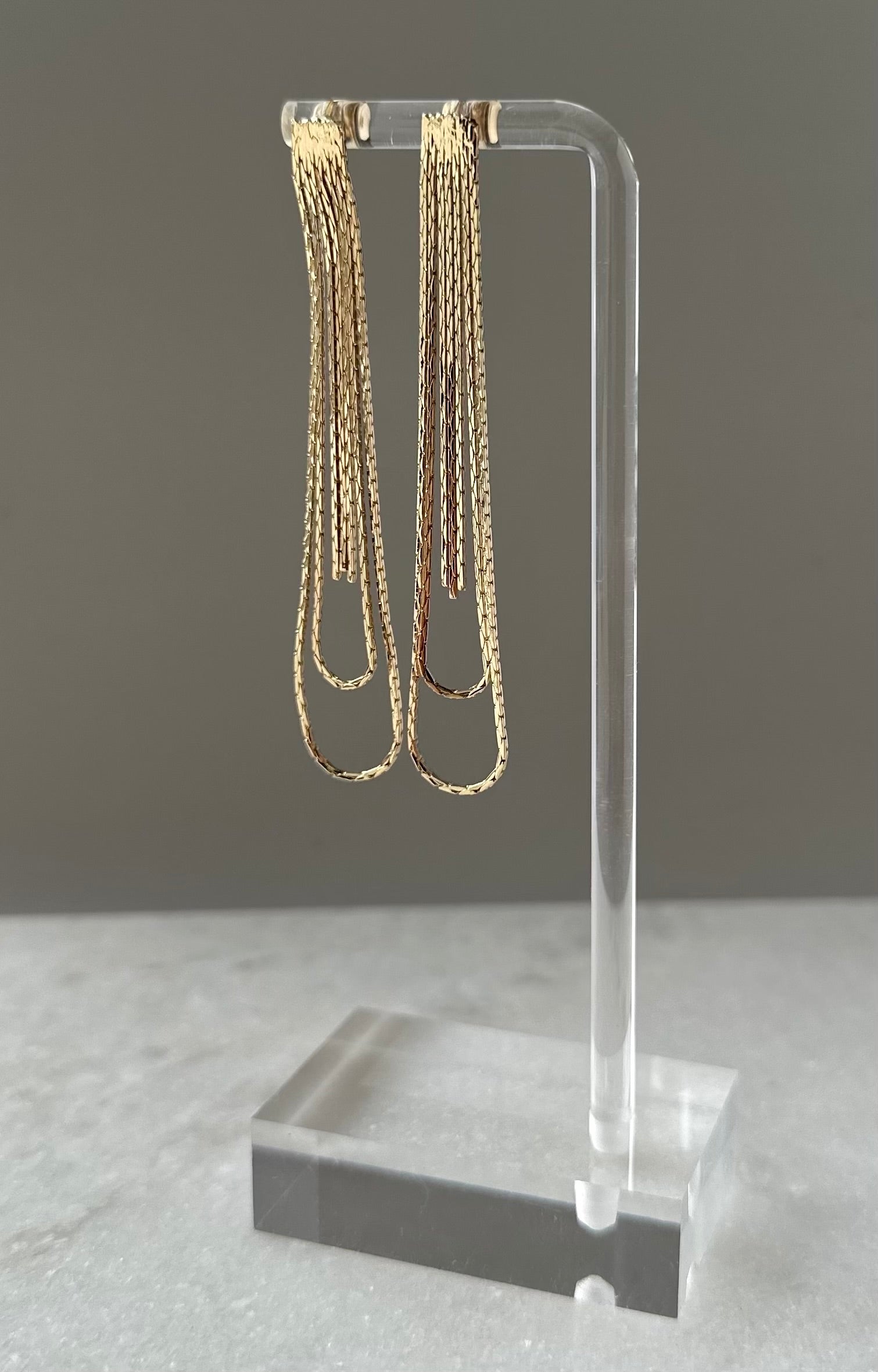 Double Loop Tassel Earrings- Gold