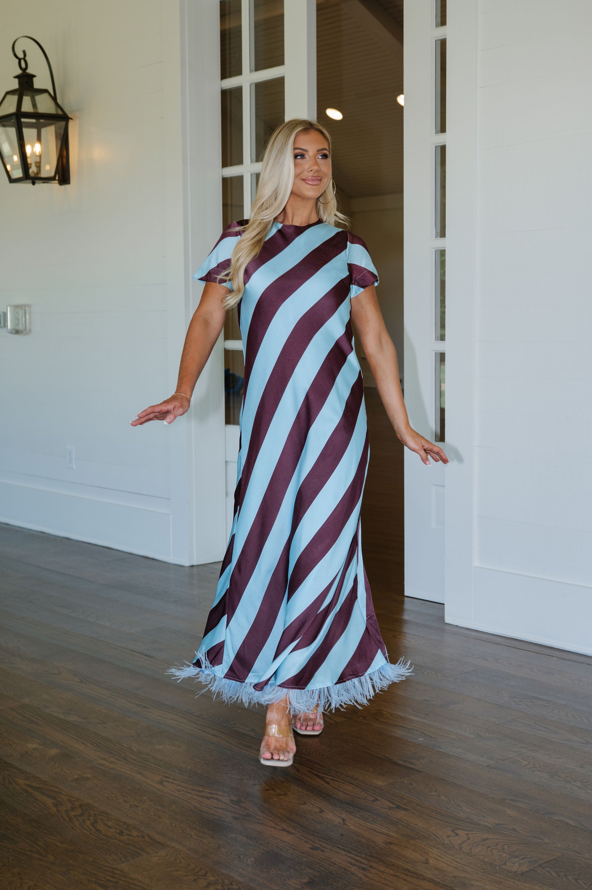 Susie Diagonal Stripe Dress-Blue