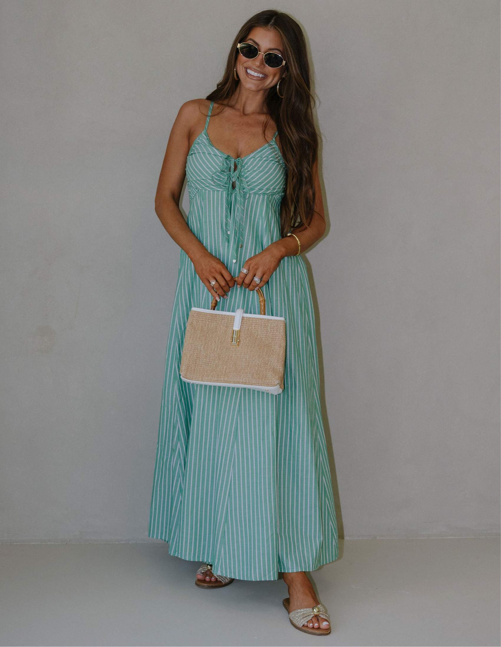 Capri Striped Dress-Green