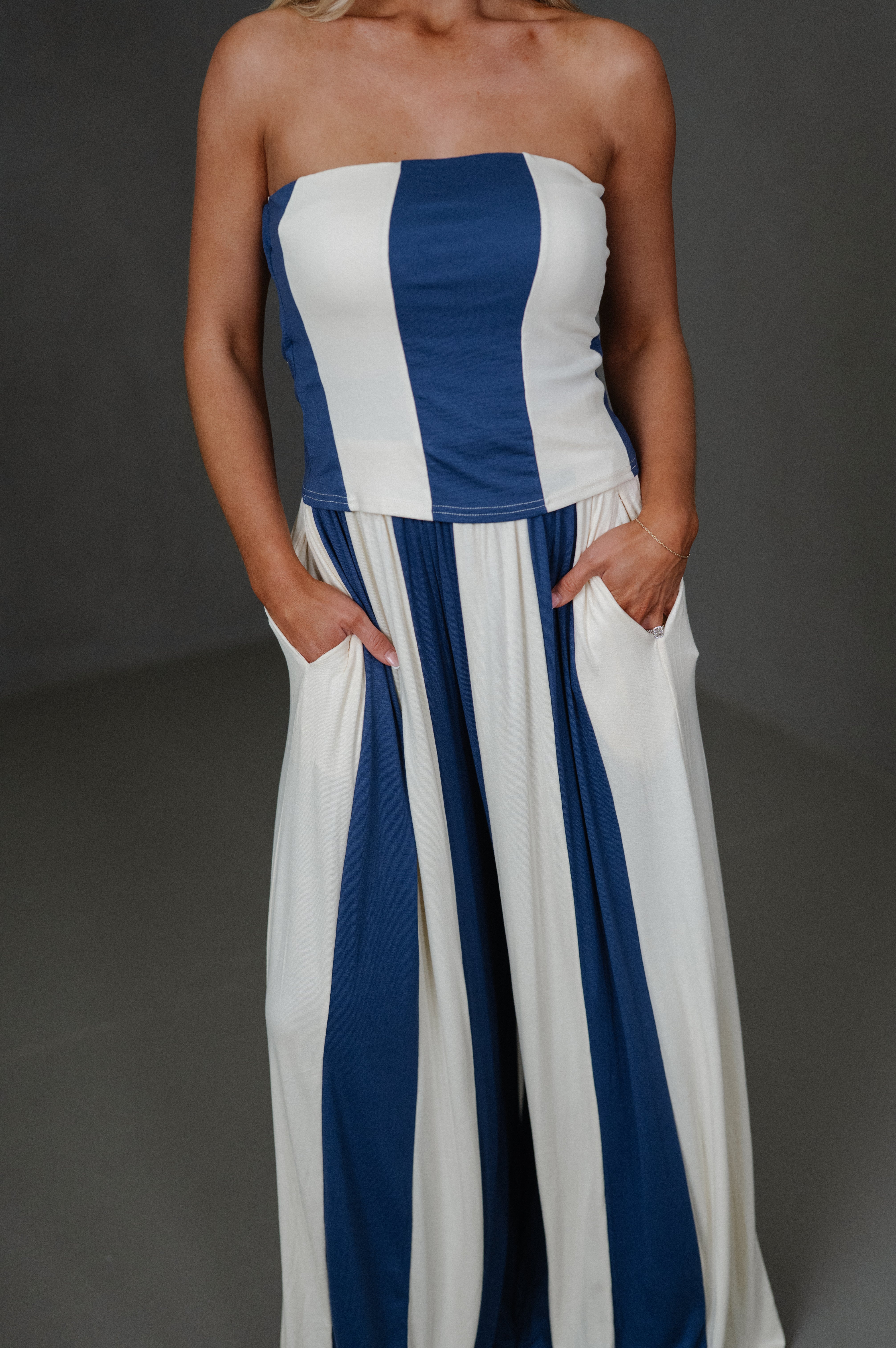 Havana Pants Set-Navy/Cream