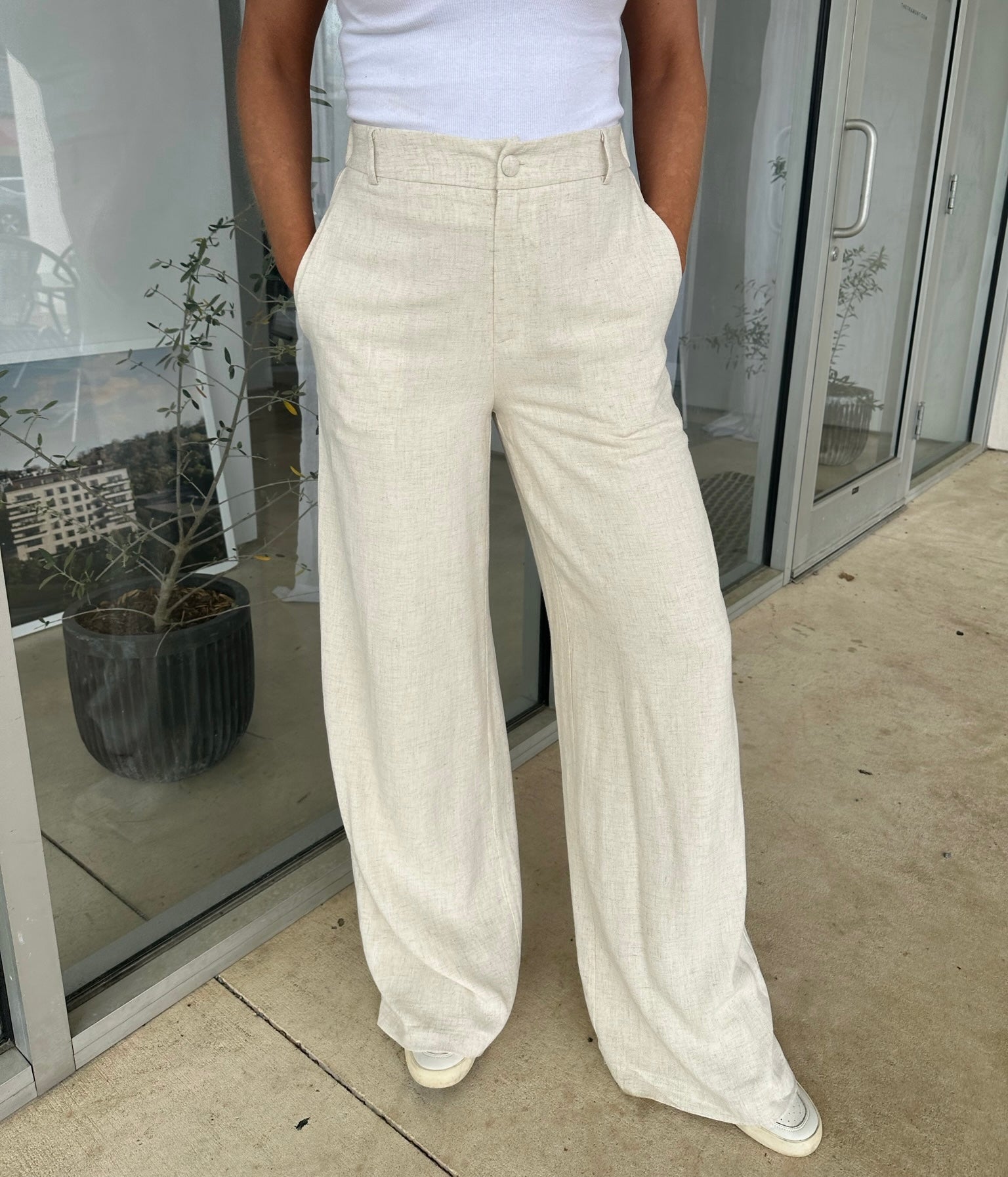PREORDER Fletcher Wide Leg Trousers- Natural PREORDER 7/15