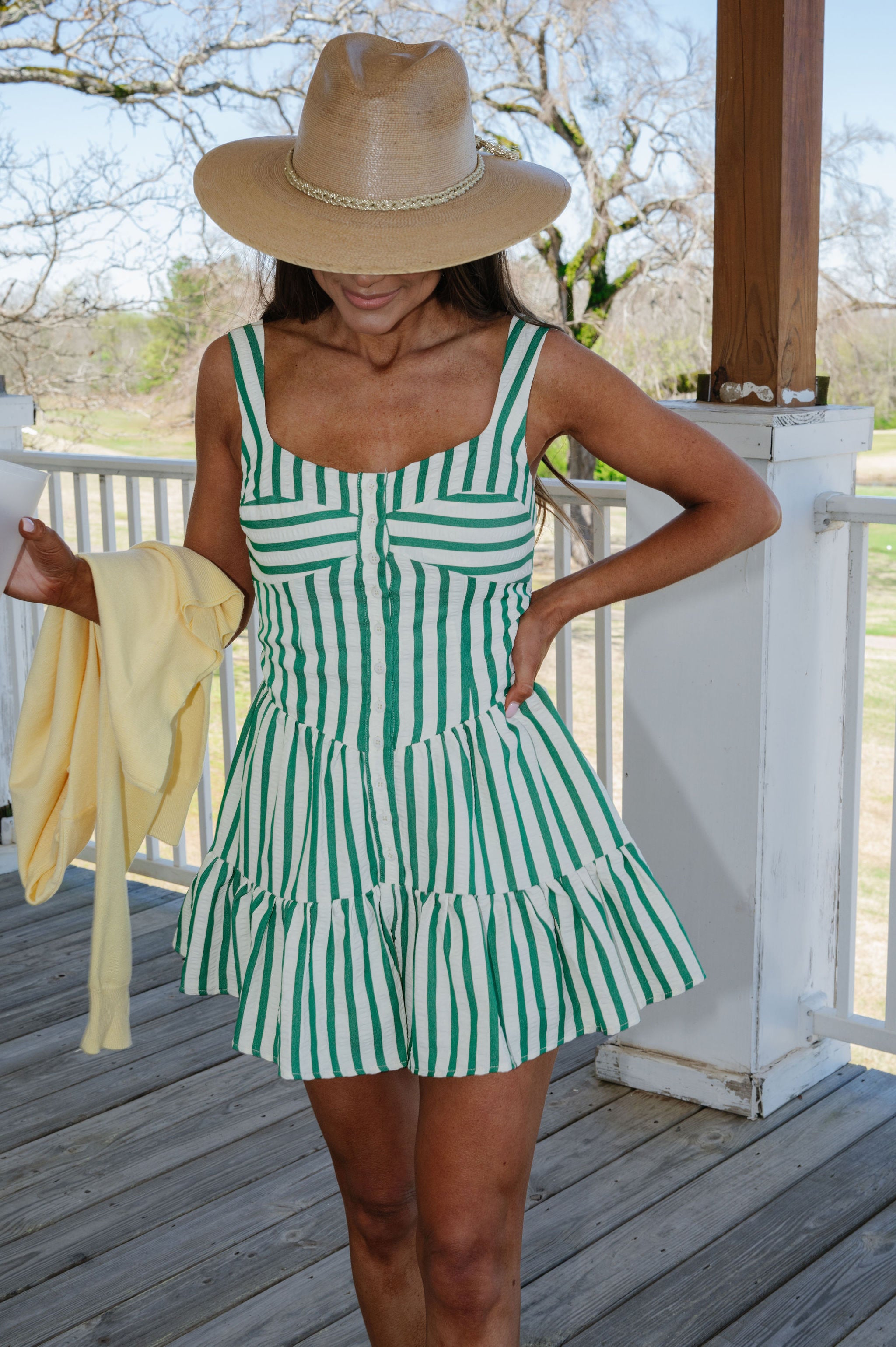 Jameson Placket Romper-Green