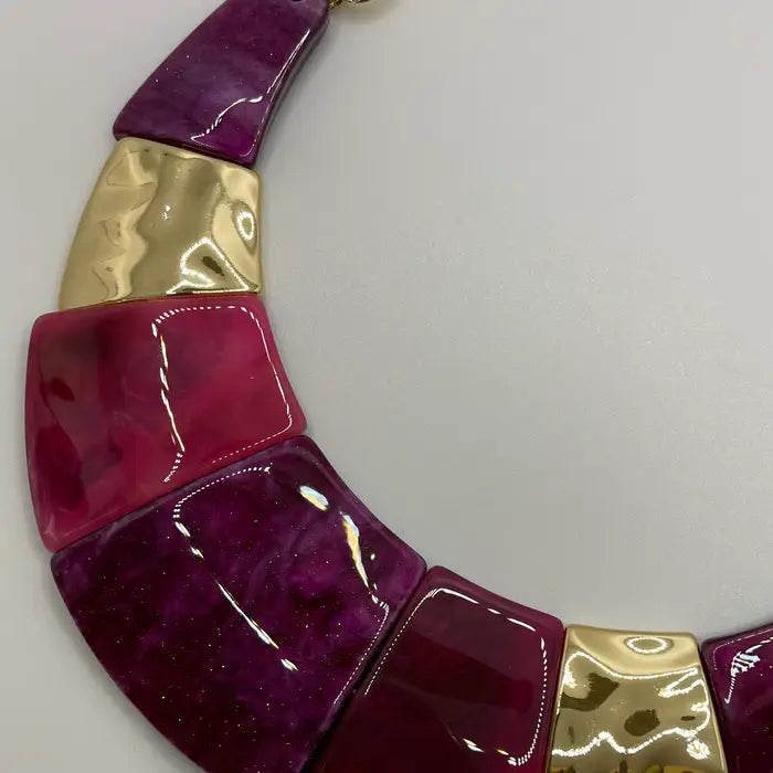 Opal Statement Necklace- Fuchsia