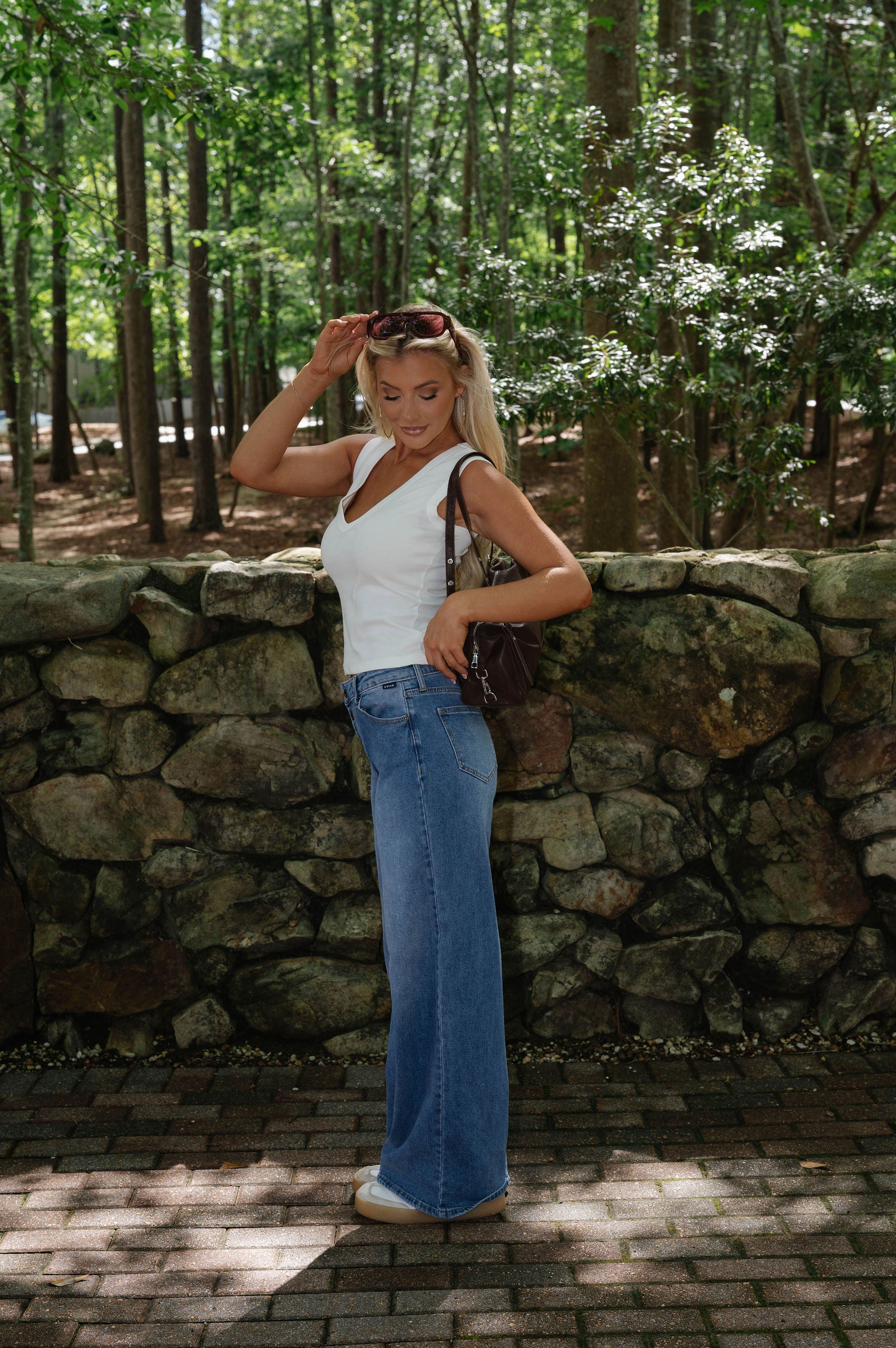 Lily High Rise Buttoned Wide Leg Jean-Medium