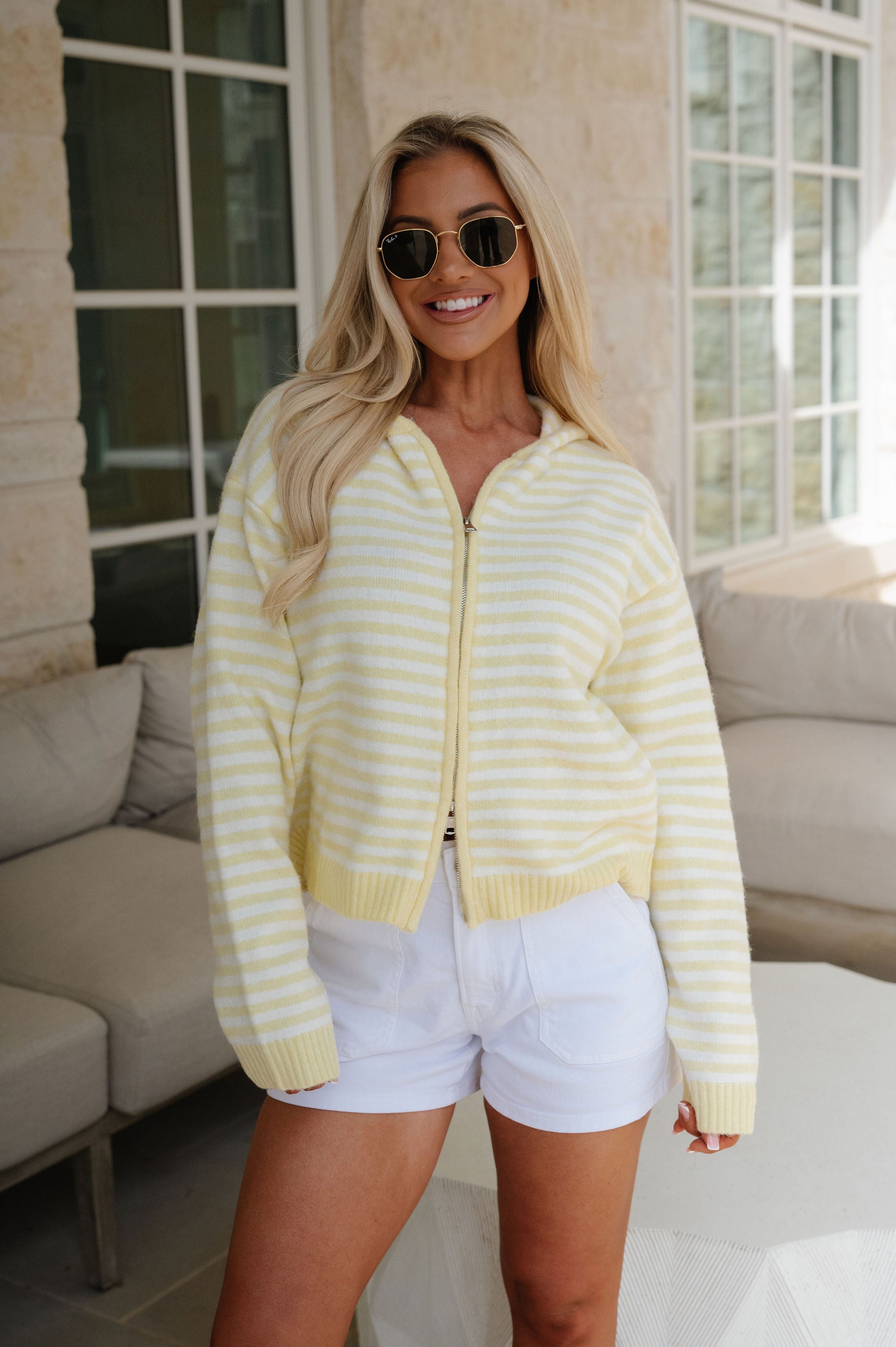 Callie Striped Hoodie-Butter