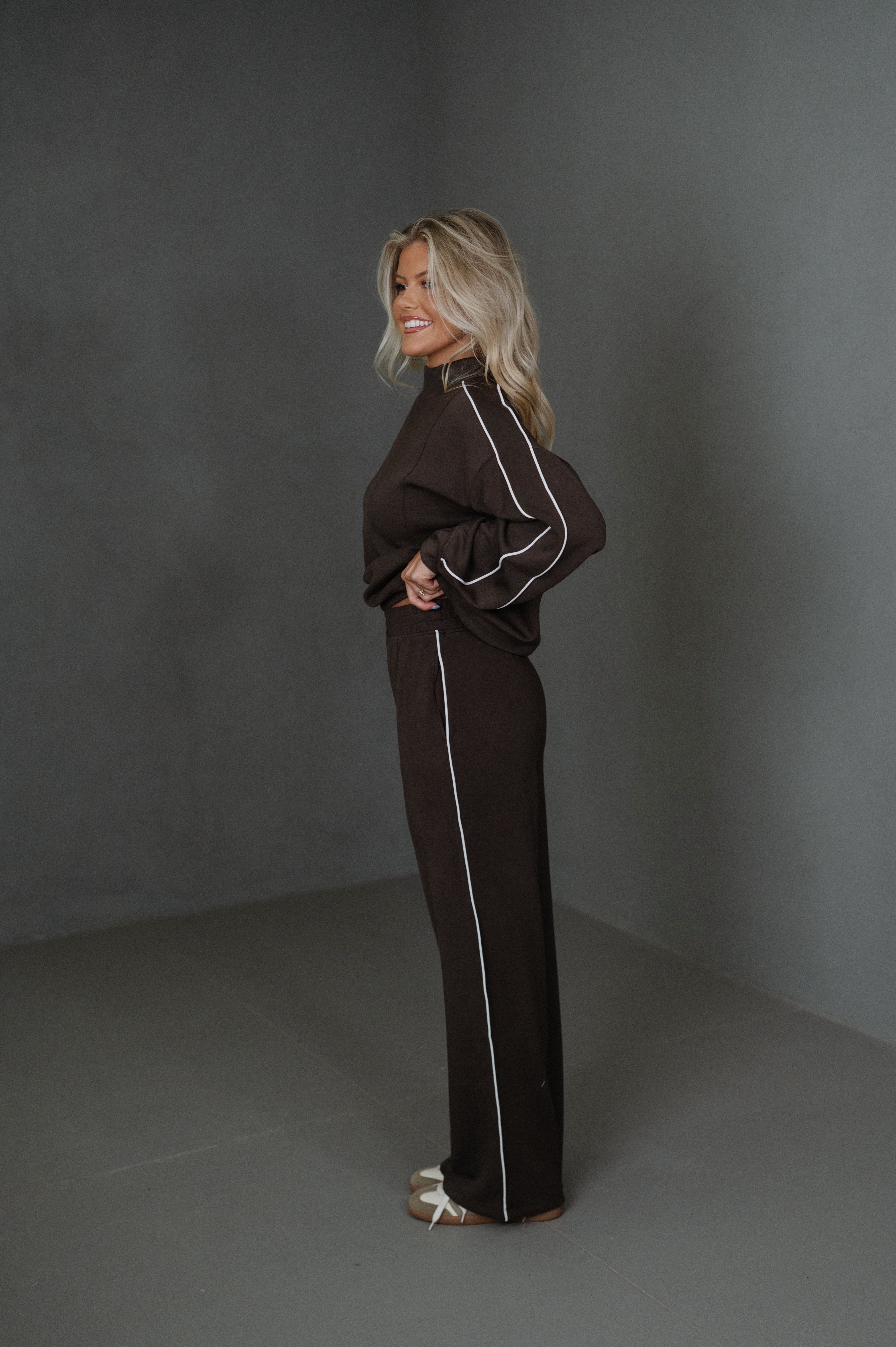 Piper Scuba Pants Set-Espresso/Cream