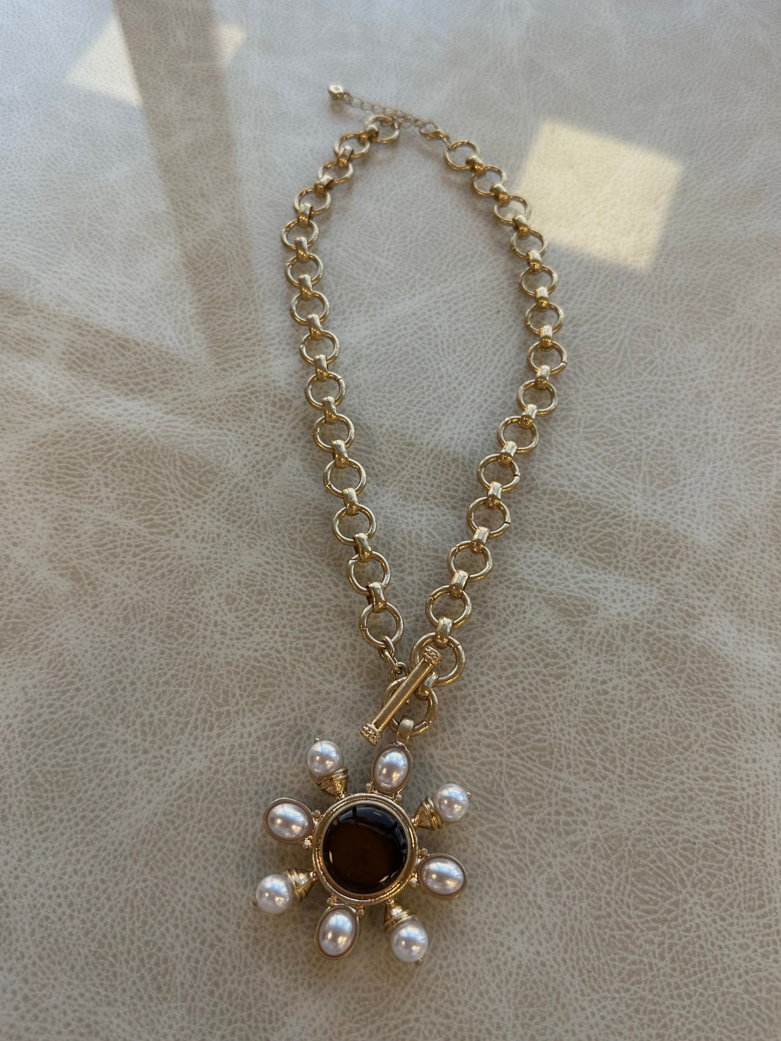 Zaria Chain Necklace- Brown