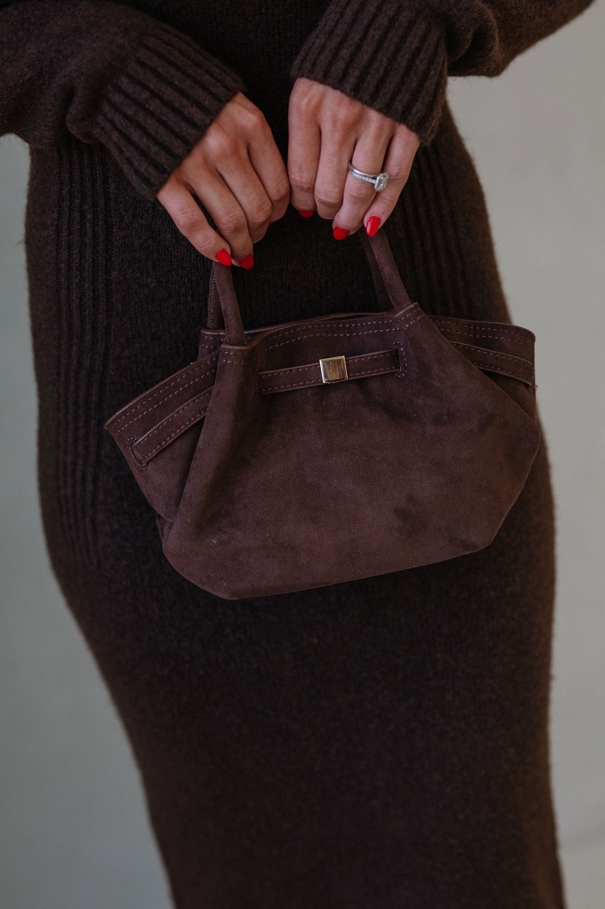Selena Suede Purse-Chocolate
