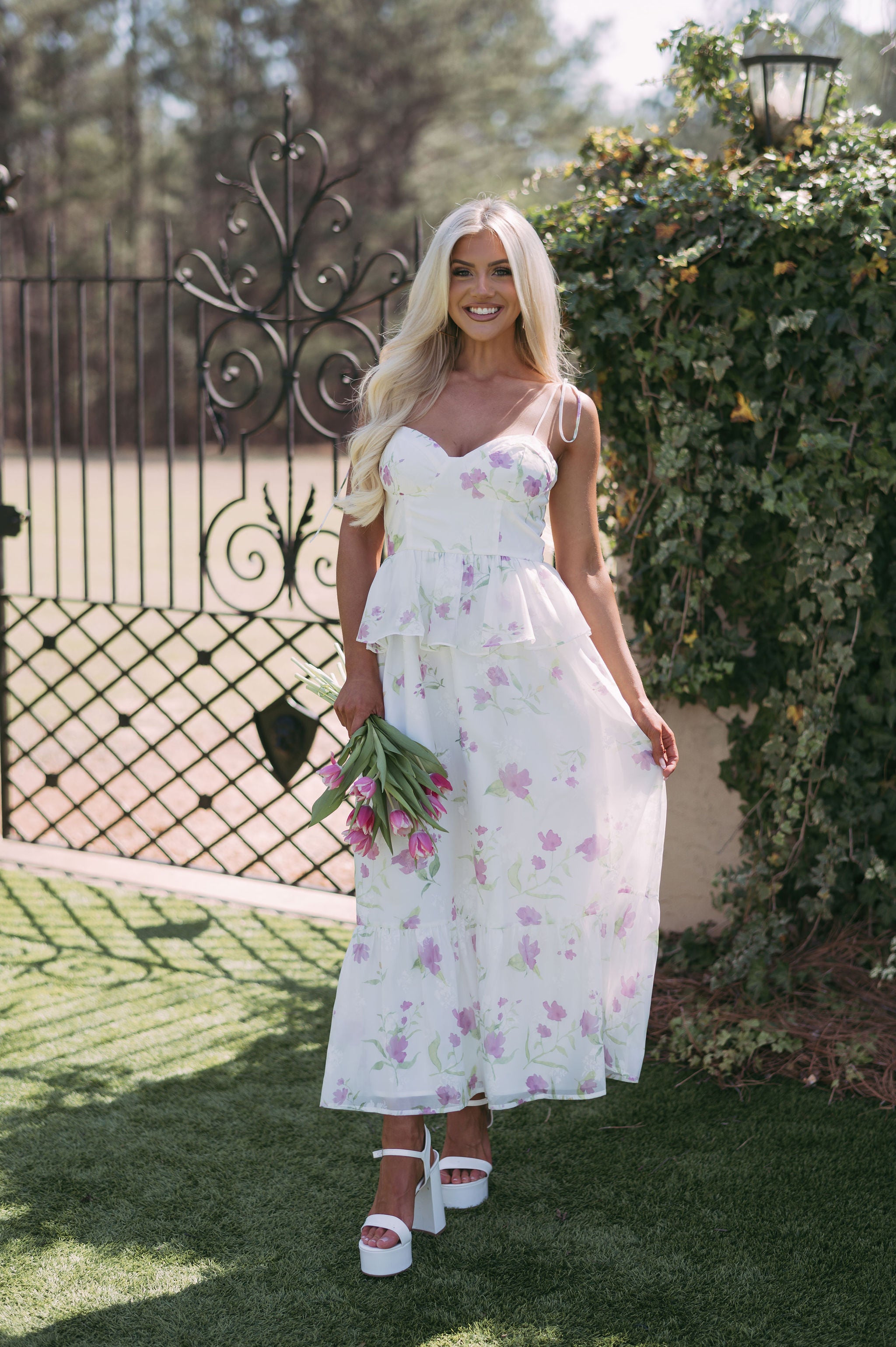Carson Floral Dress- Purple/ White