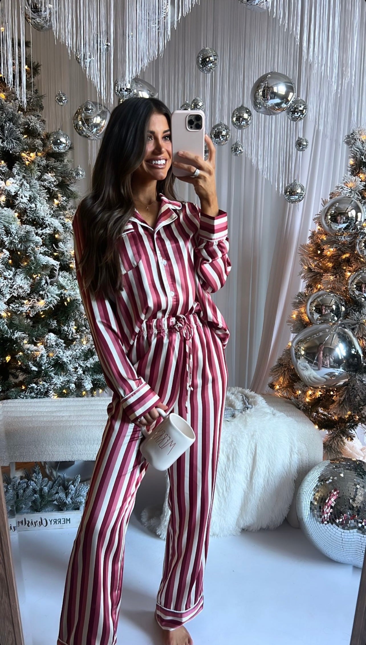 Grace Satin Striped Set- Candy Cane