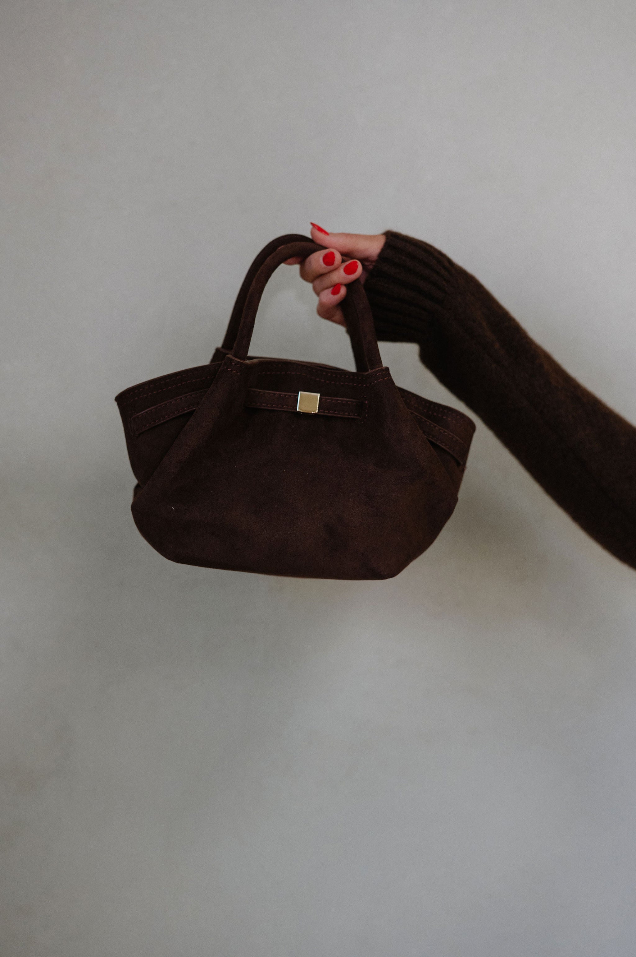 Selena Suede Purse-Chocolate