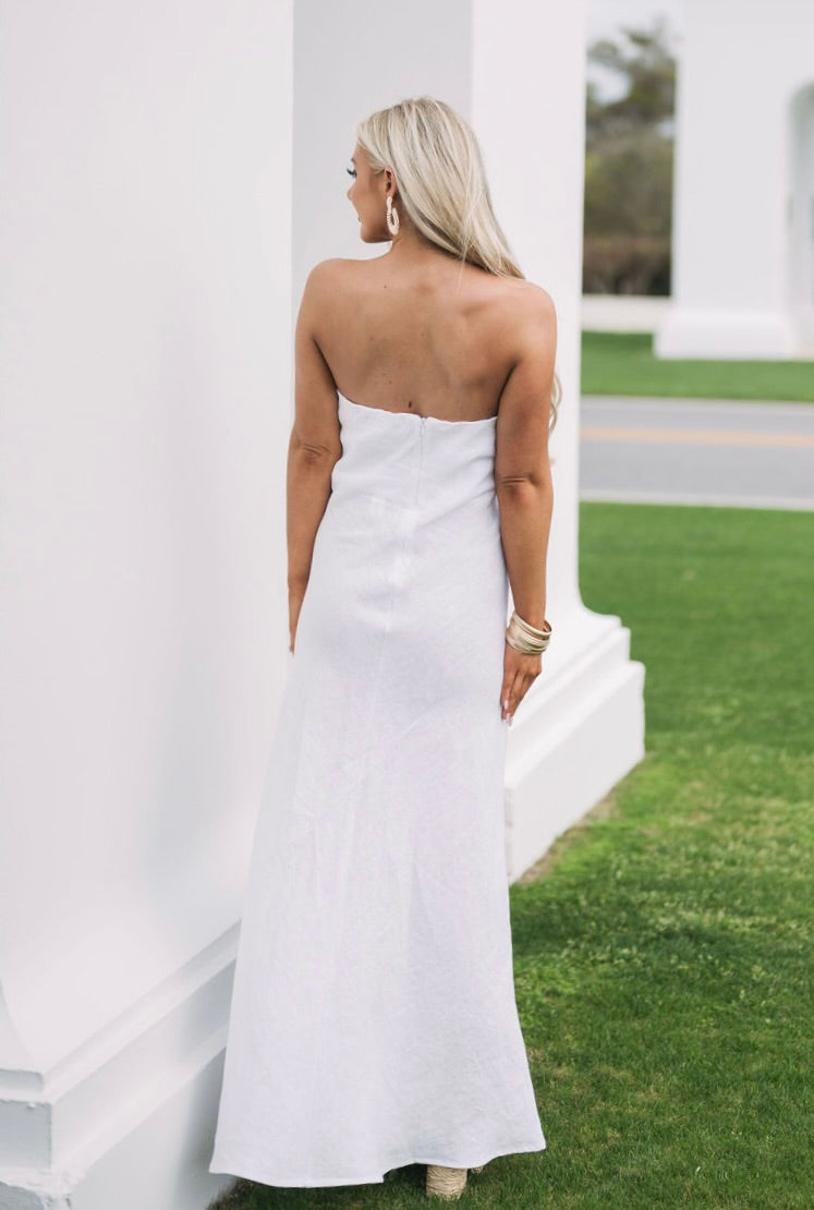 Aiden Strapless Dress- Off White