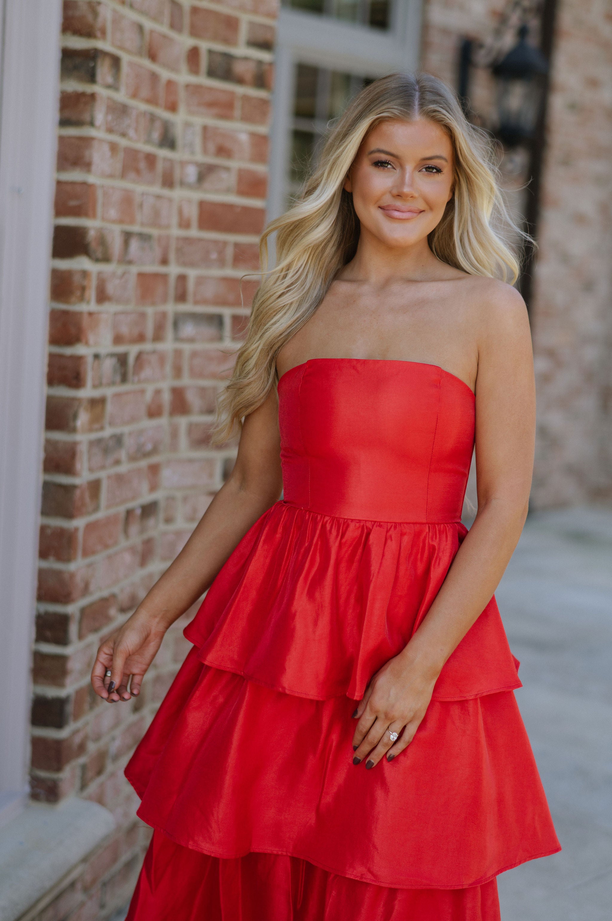 Kourtney Ruffle Maxi Dress-Red