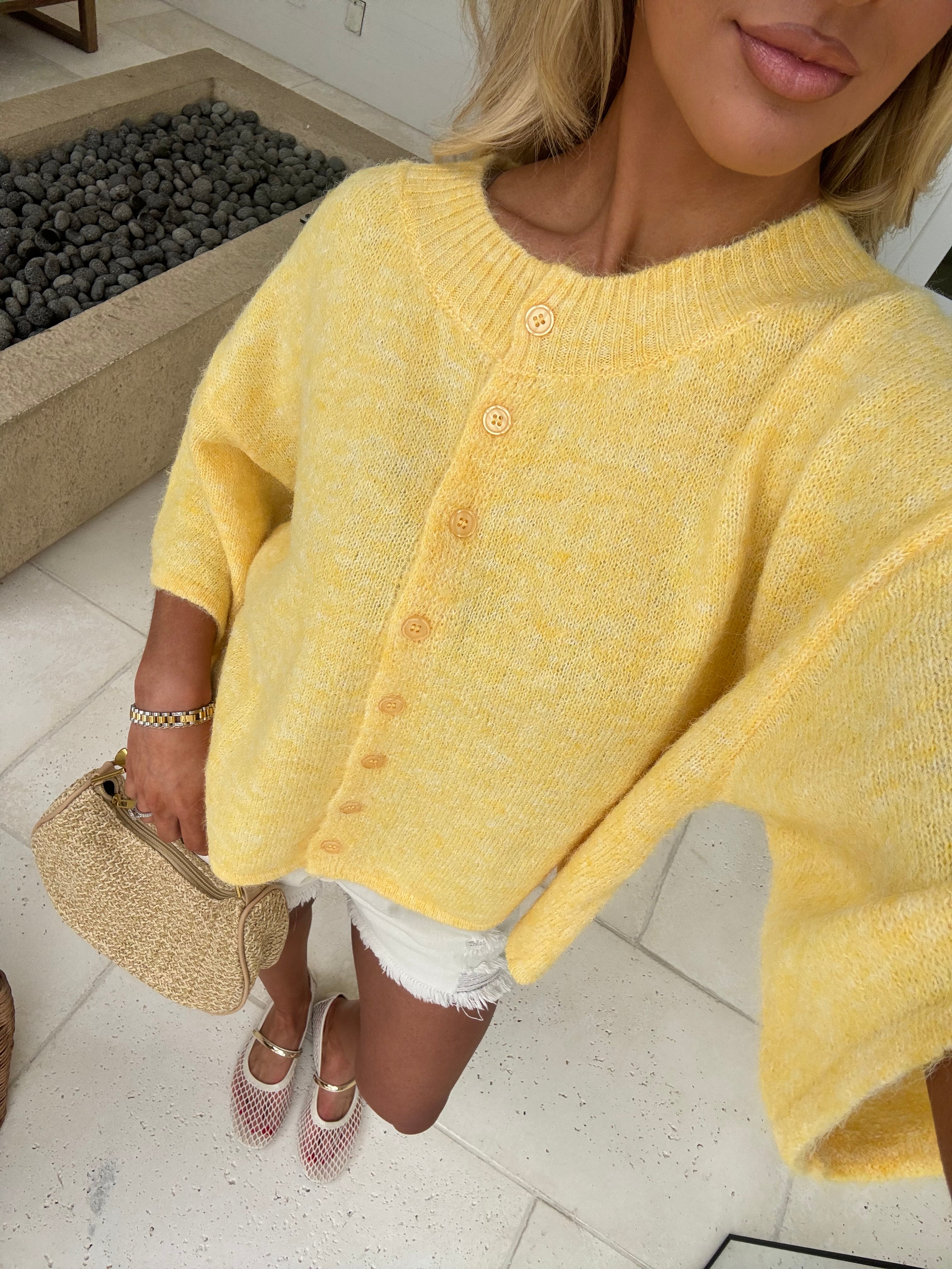 Channing Boxy Cardigan-Yellow
