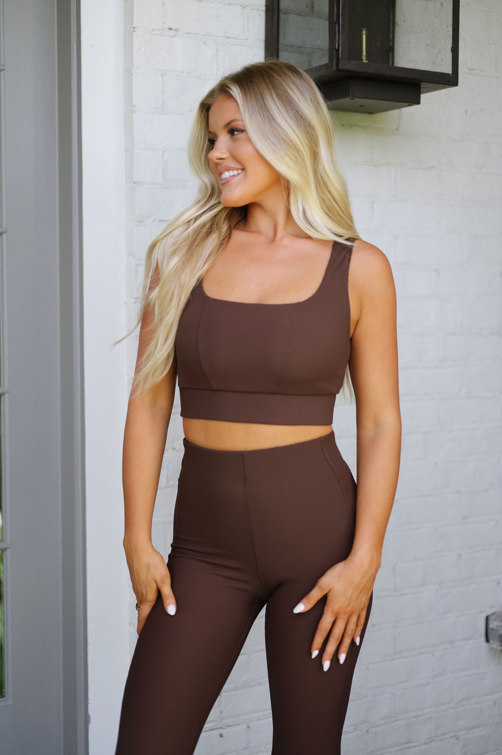 Creed Leggings & Square Neck Tank- Brown