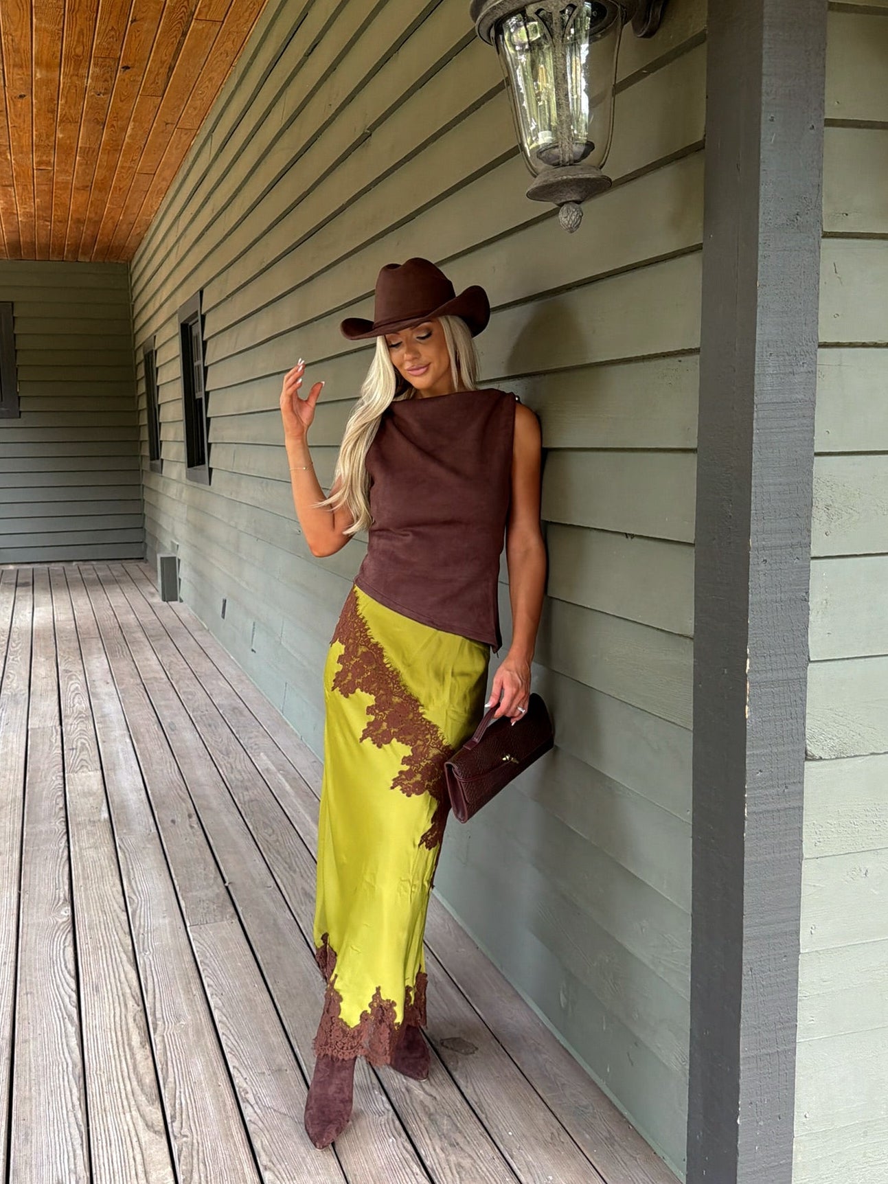 Lucy Sleeveless Tank Top-Suede Brown