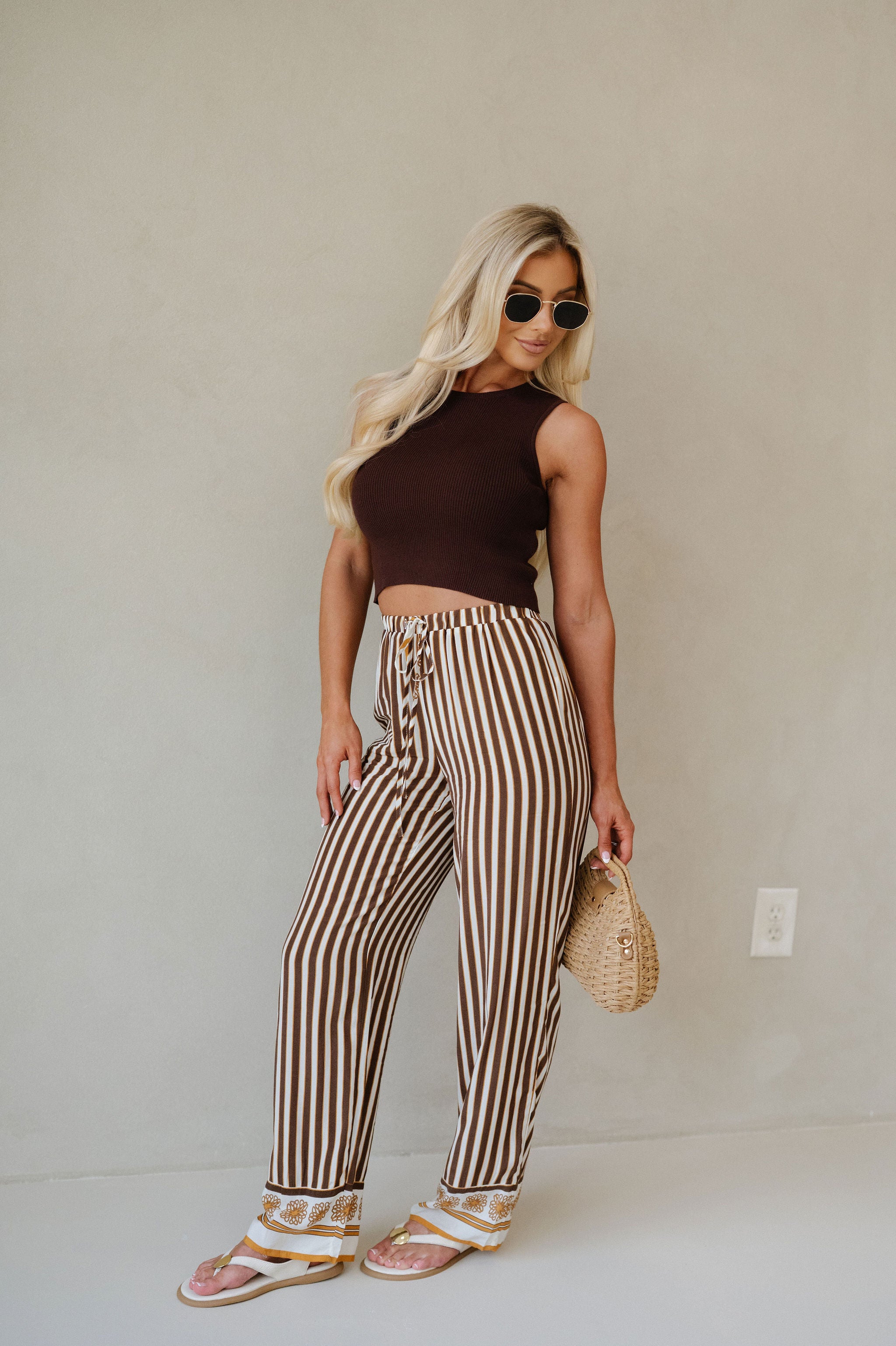 Classic Sleeveless Ribbed Top-Coffee