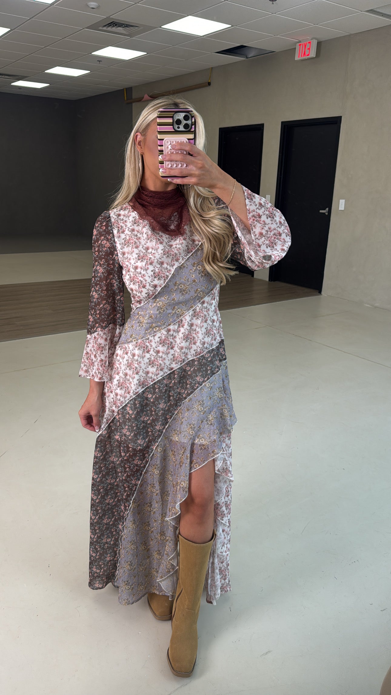 Lainey Floral Chiffon Ruffle Maxi Dress
