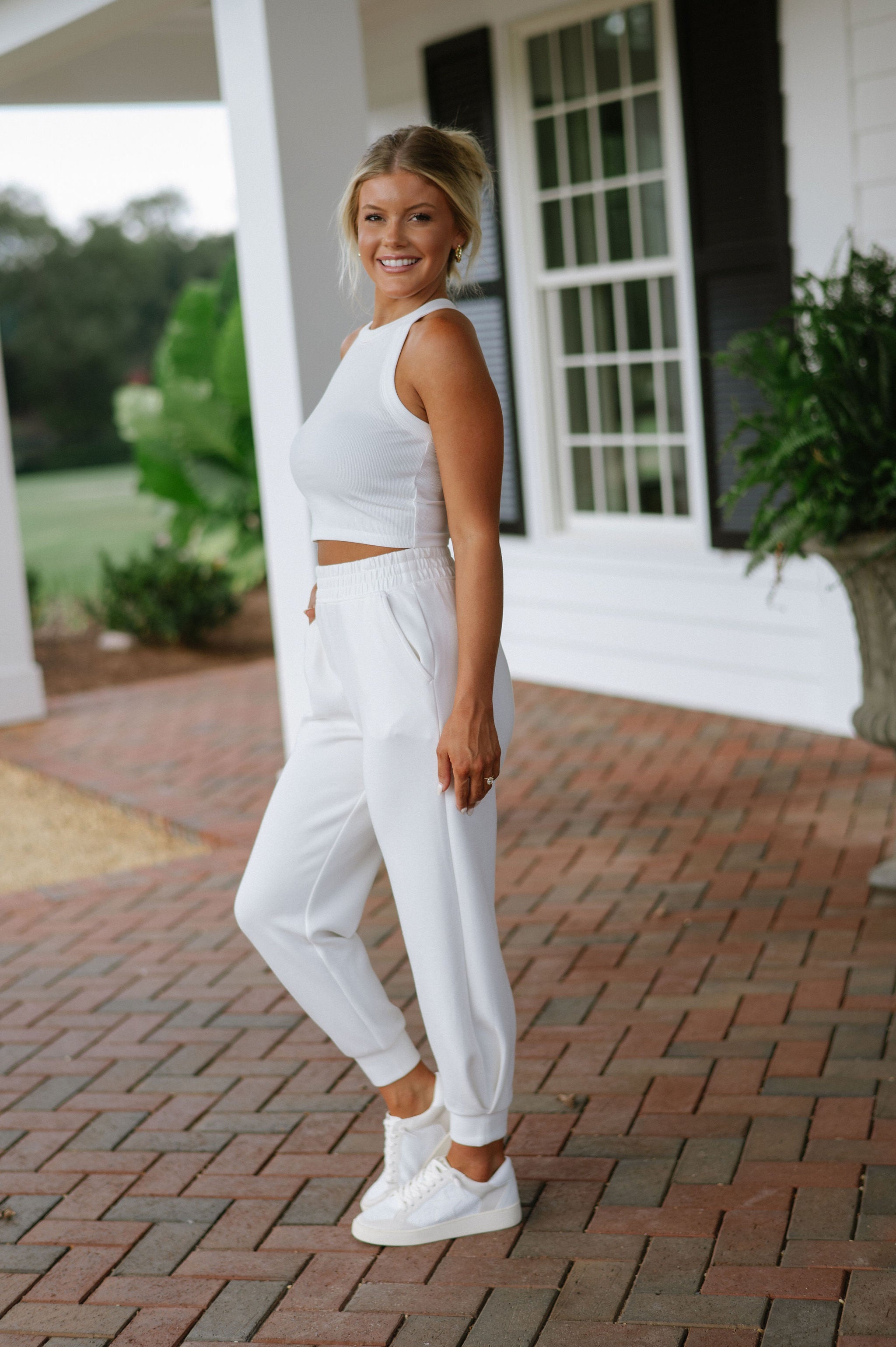 White Knit Cropped Tank