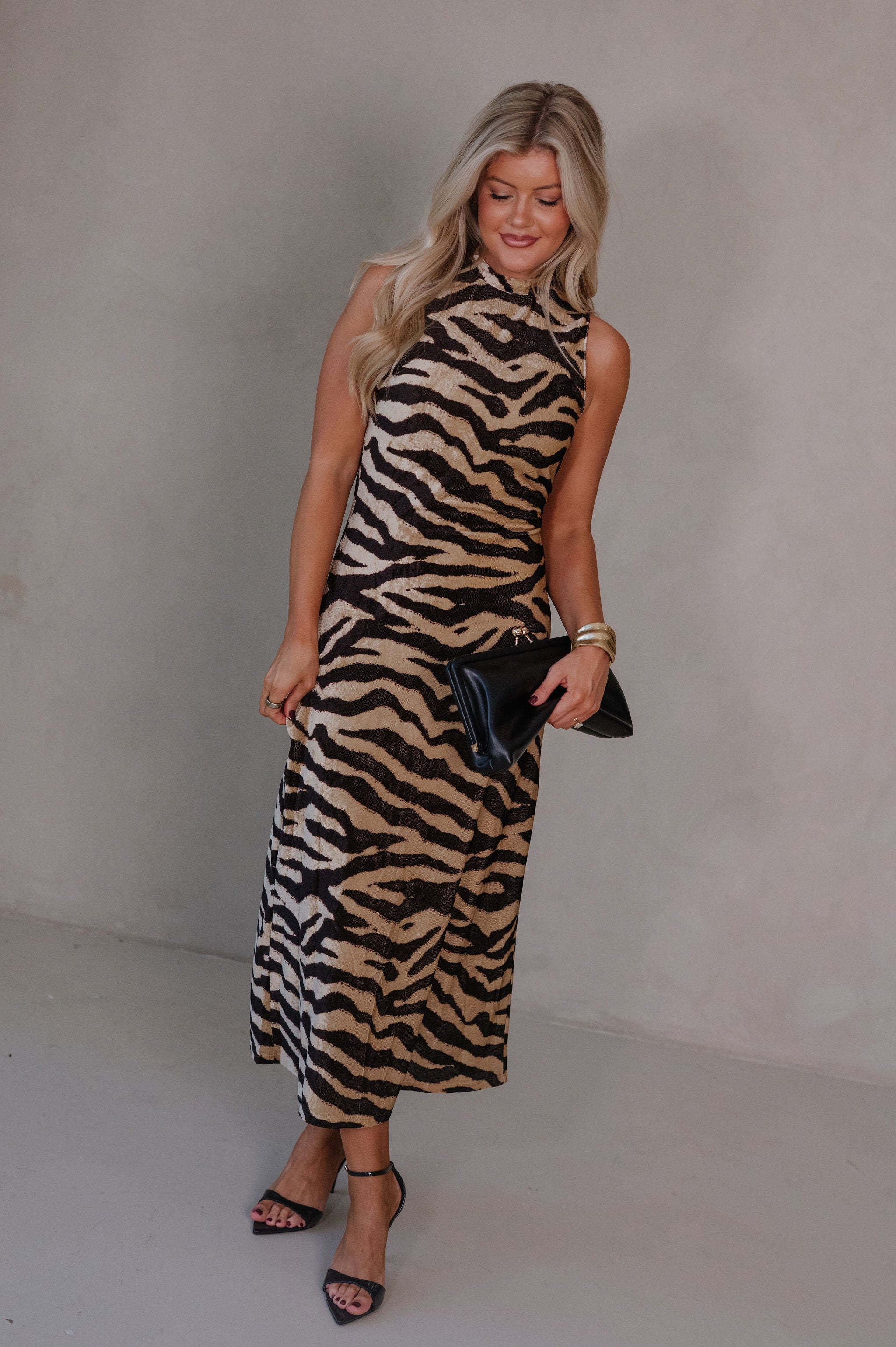 Zebra Sleeveless Maxi Dress