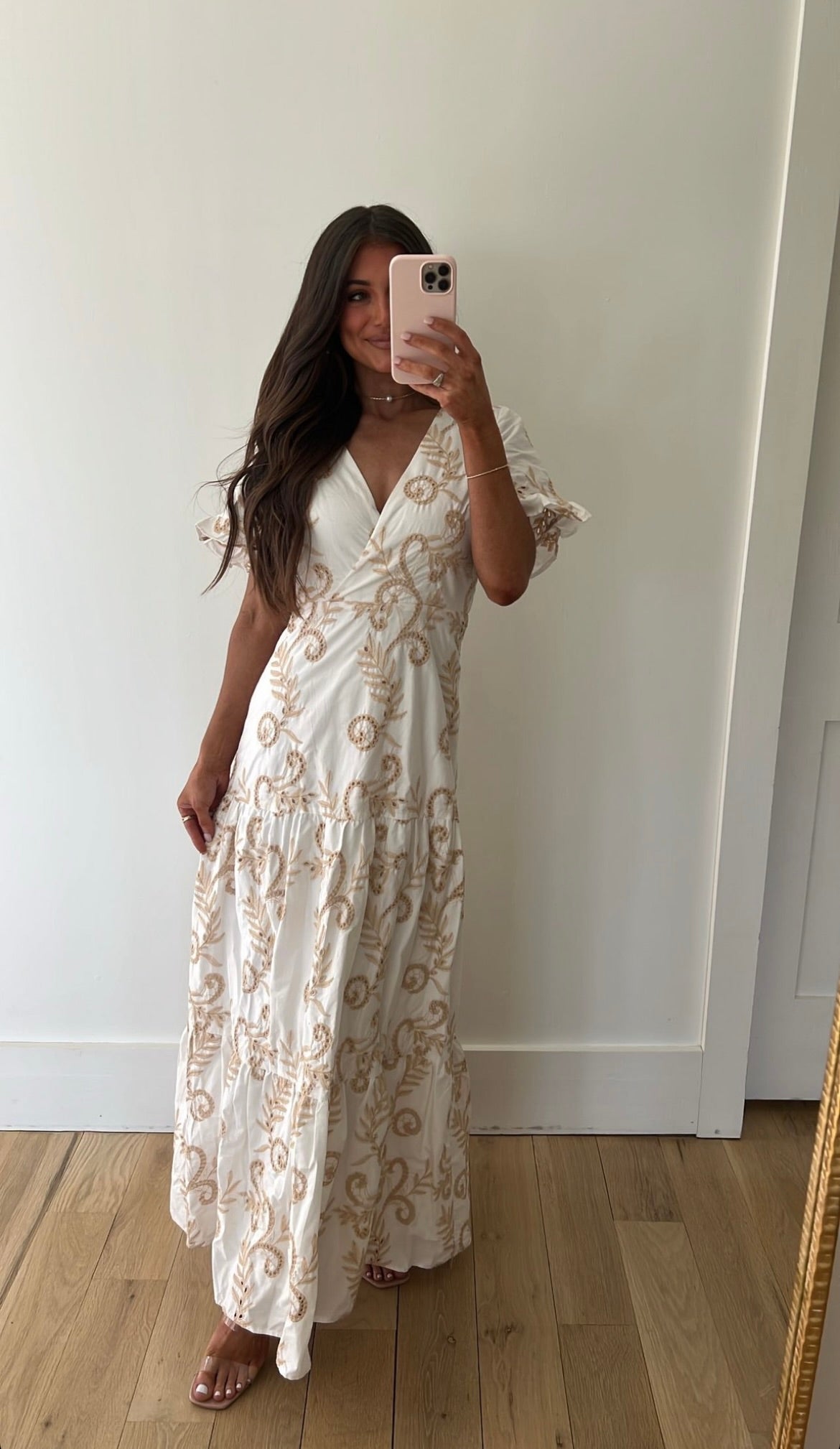 Bryer Printed Maxi Dress- White