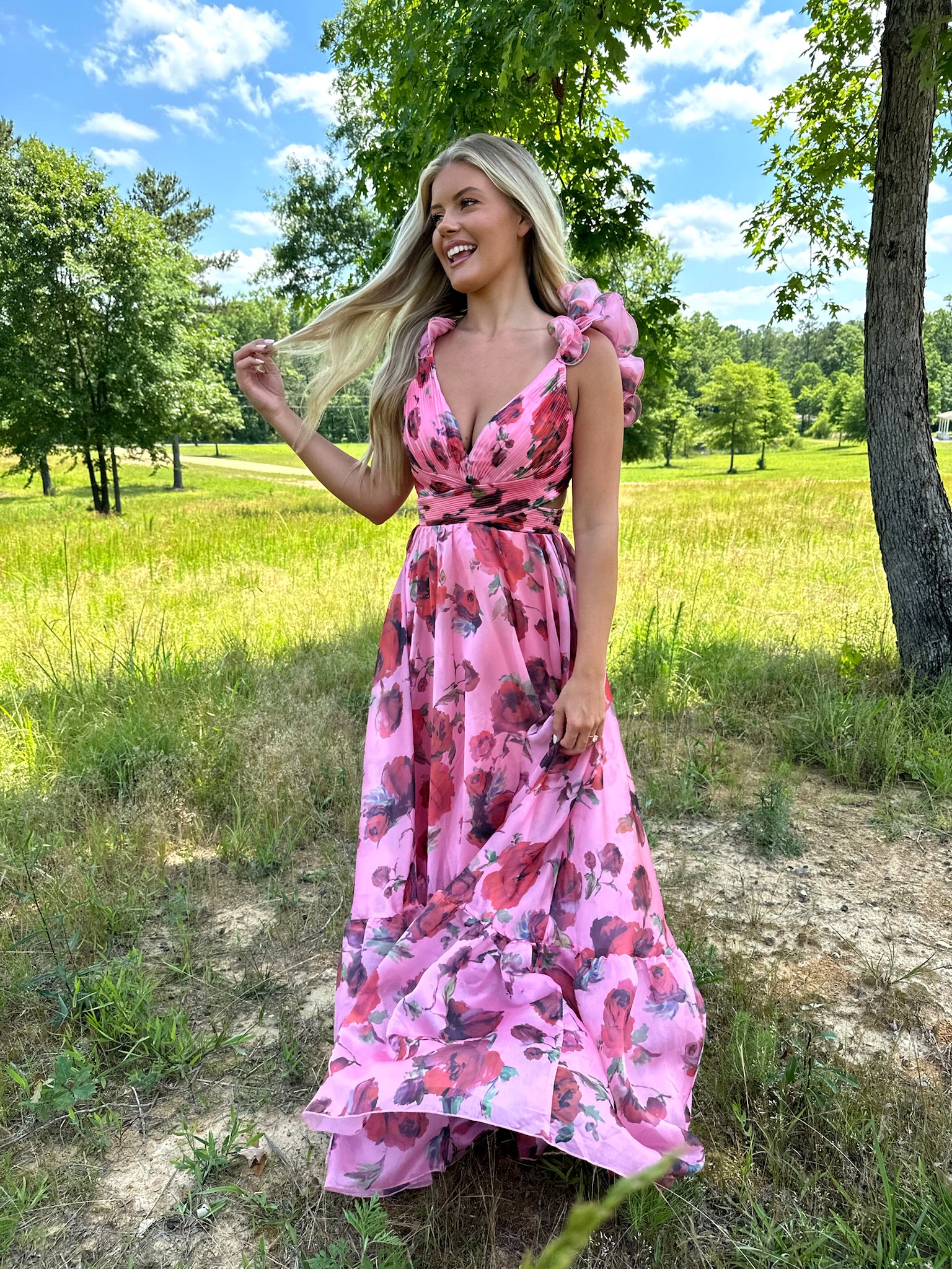 Herrington Floral Maxi Dress-Pink