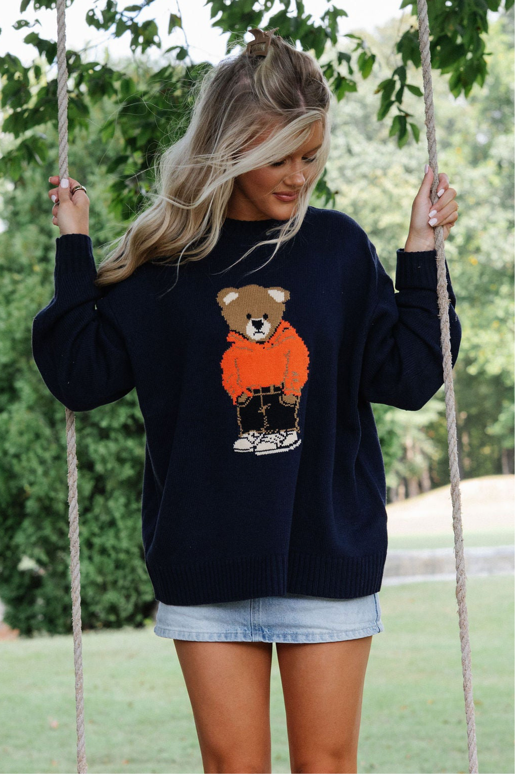 Sweater Bear Top-Navy