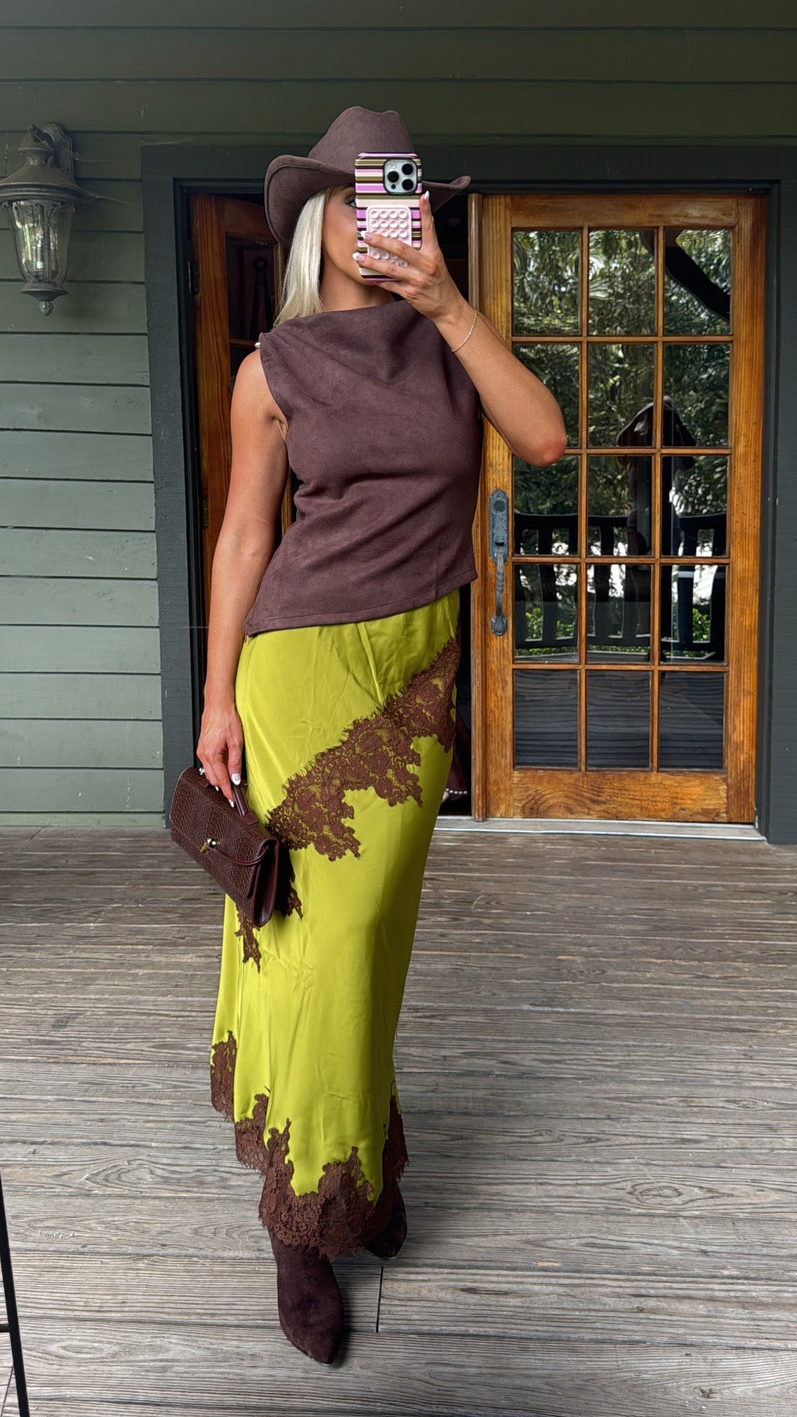 Lucy Sleeveless Tank Top-Suede Brown