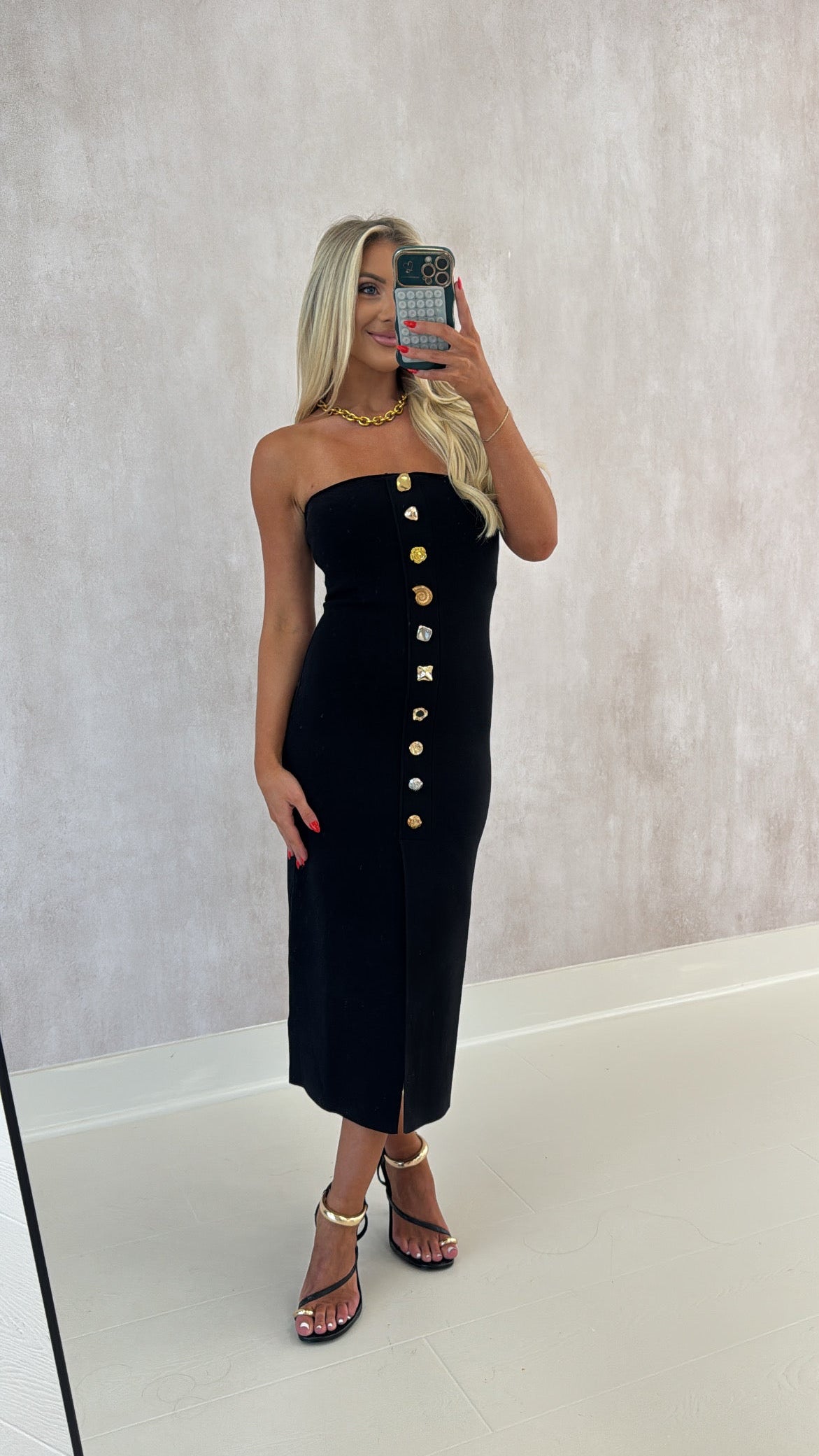 Celeste Midi Dress-Black
