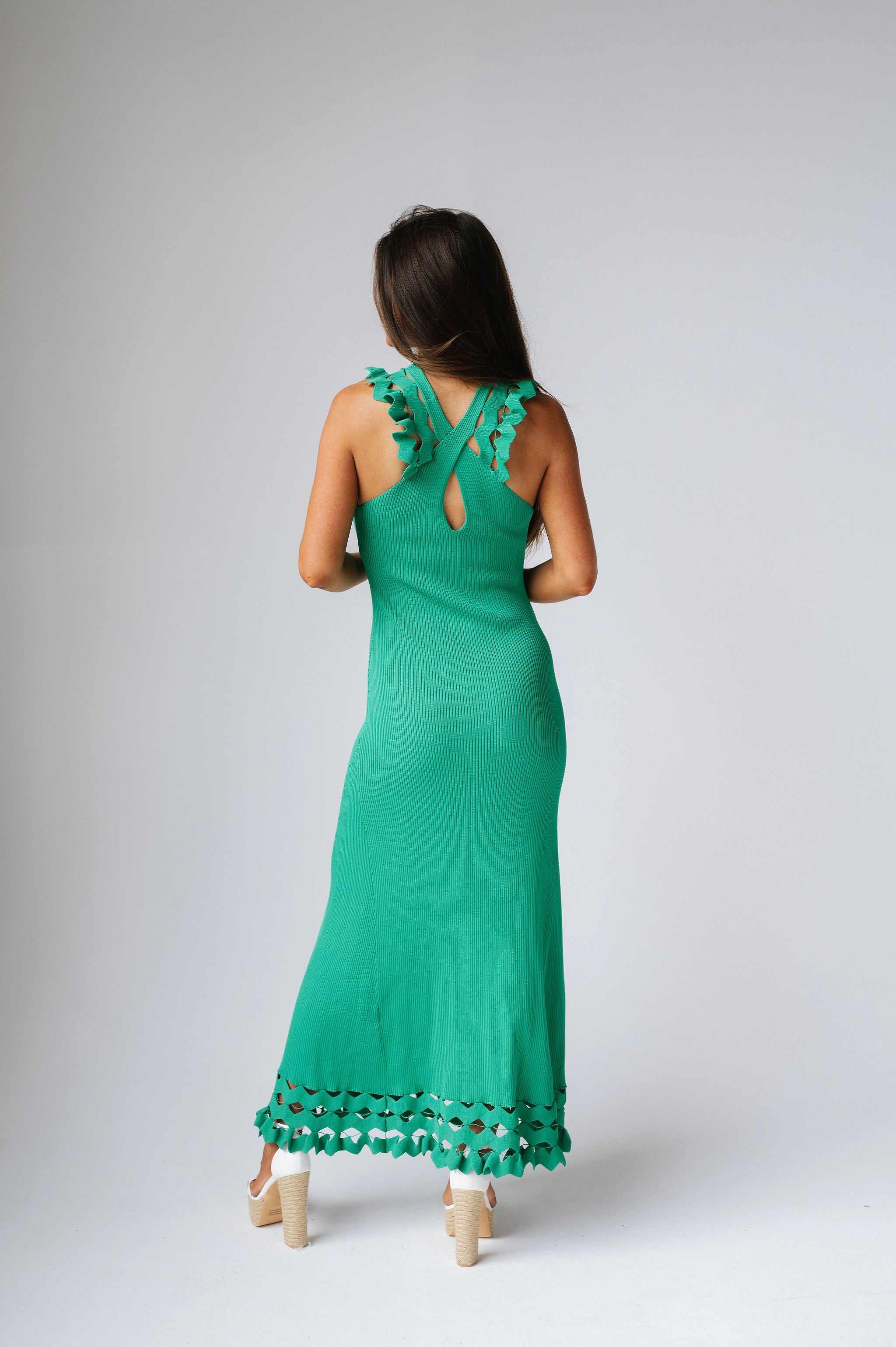 Costa Rica Crochet Maxi Dress-Green