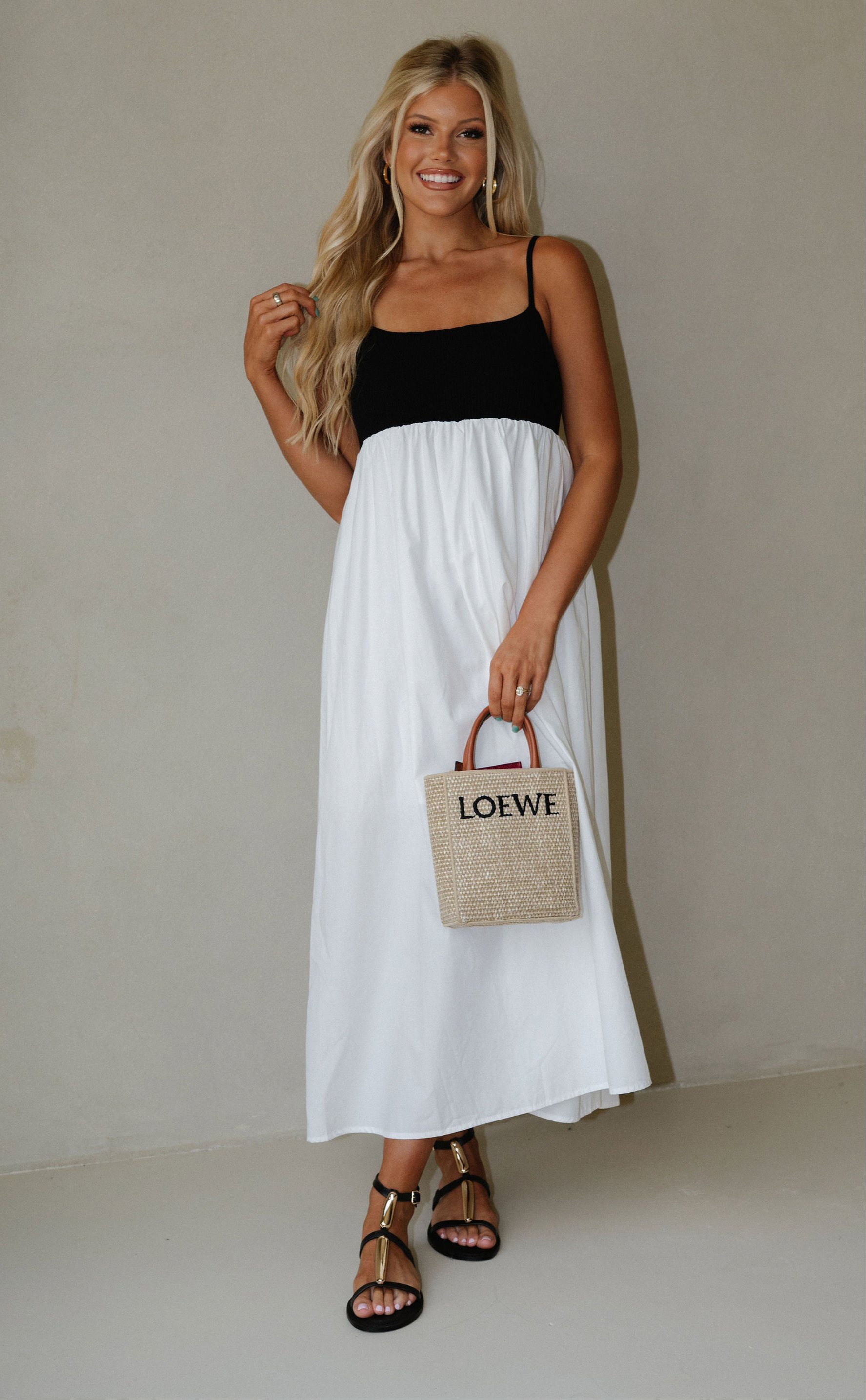 Caroline Maxi Dress-White/Black