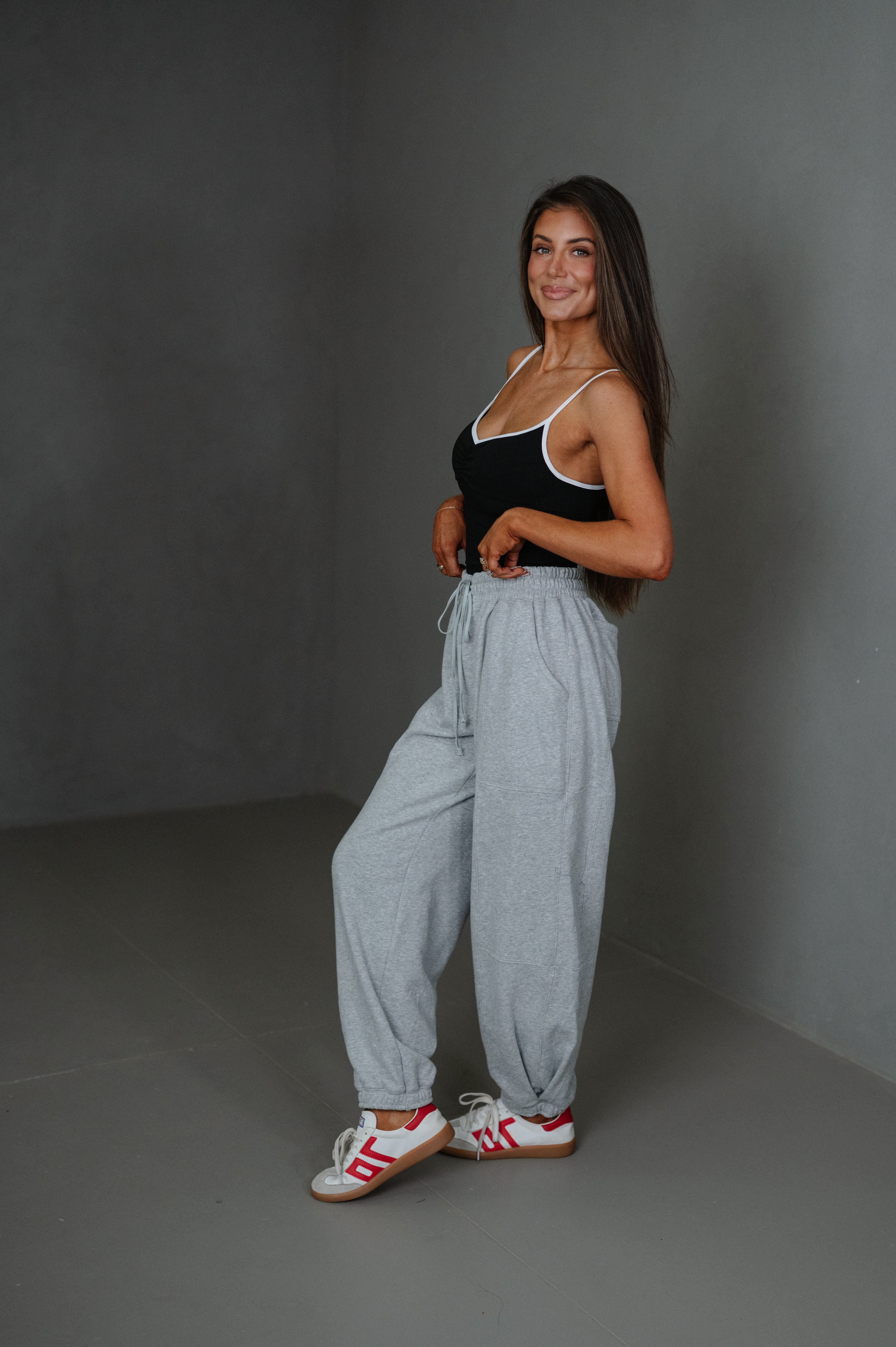 Brooklyn Contrast-Trim Top-Black/White