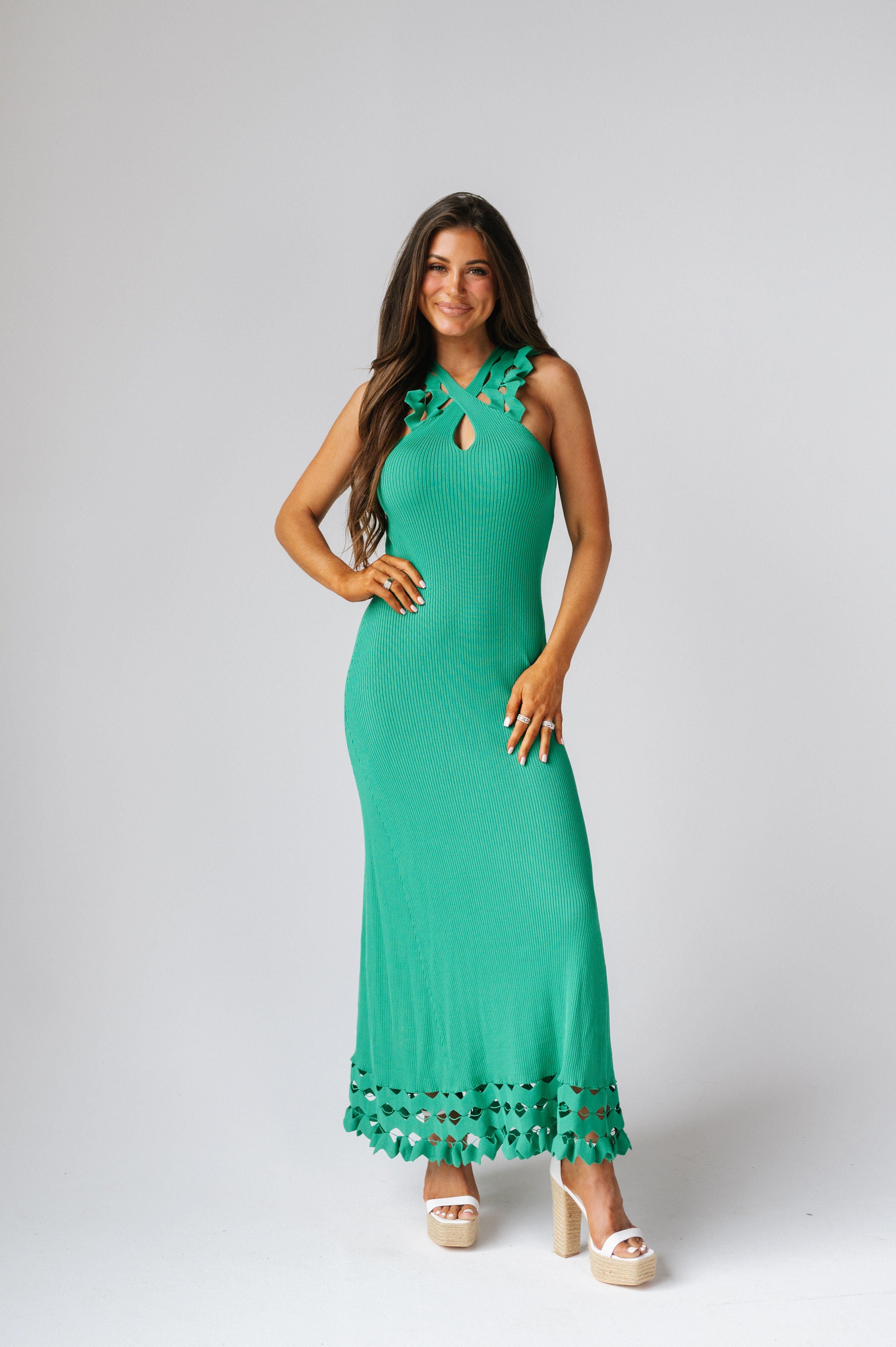 Costa Rica Crochet Maxi Dress-Green