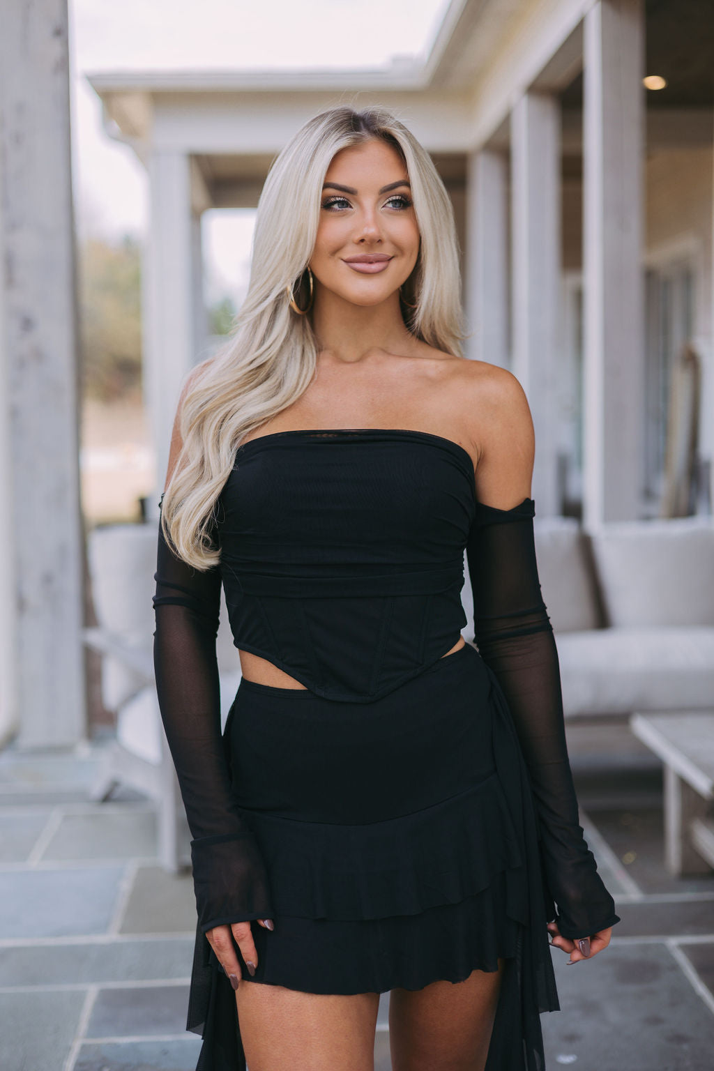 Catherine Mesh Top-Black