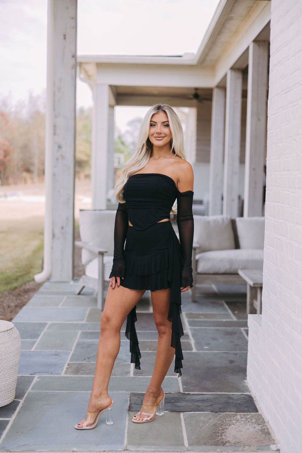 Catherine Mesh Top-Black