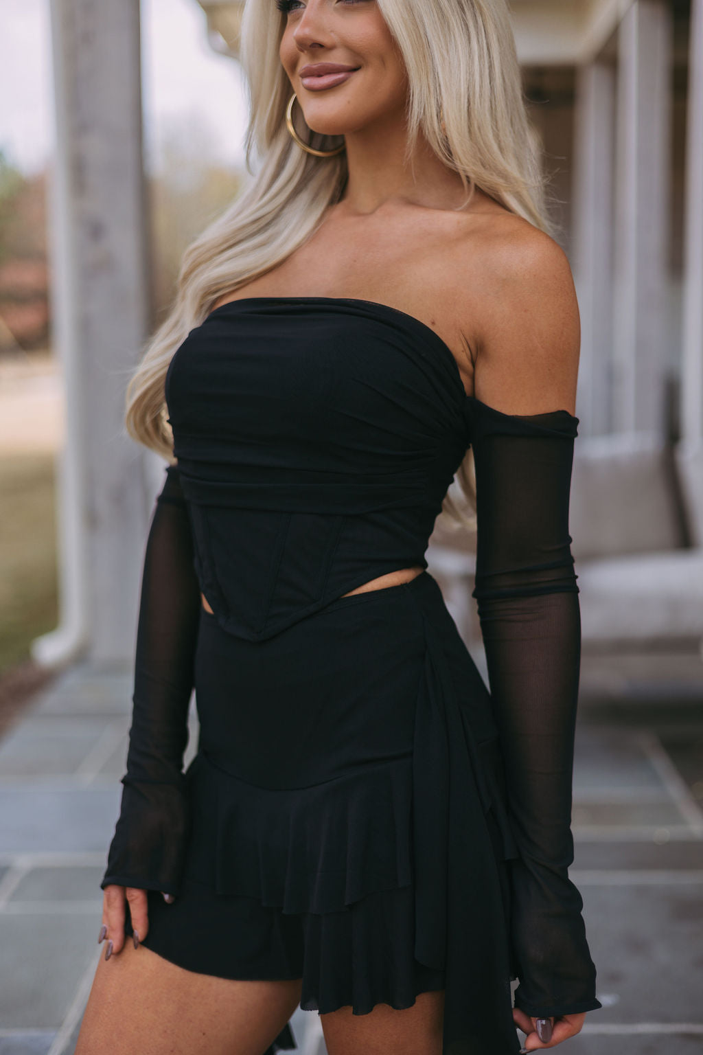 Catherine Mesh Skirt-Black