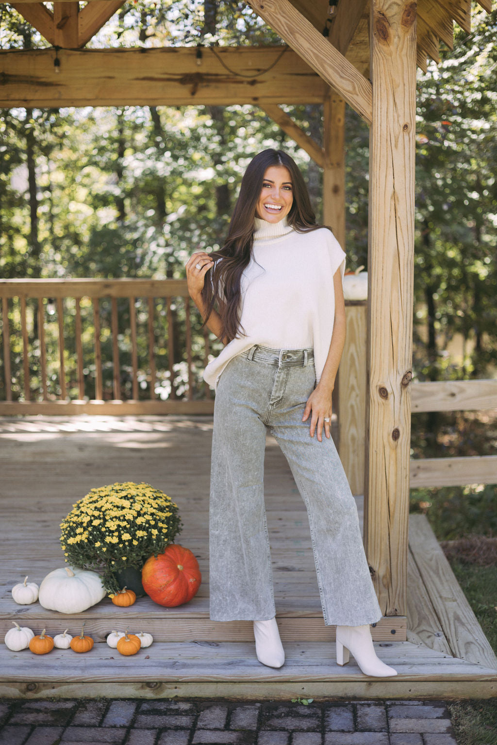 Oversized Sleeveless Turtleneck- Cream