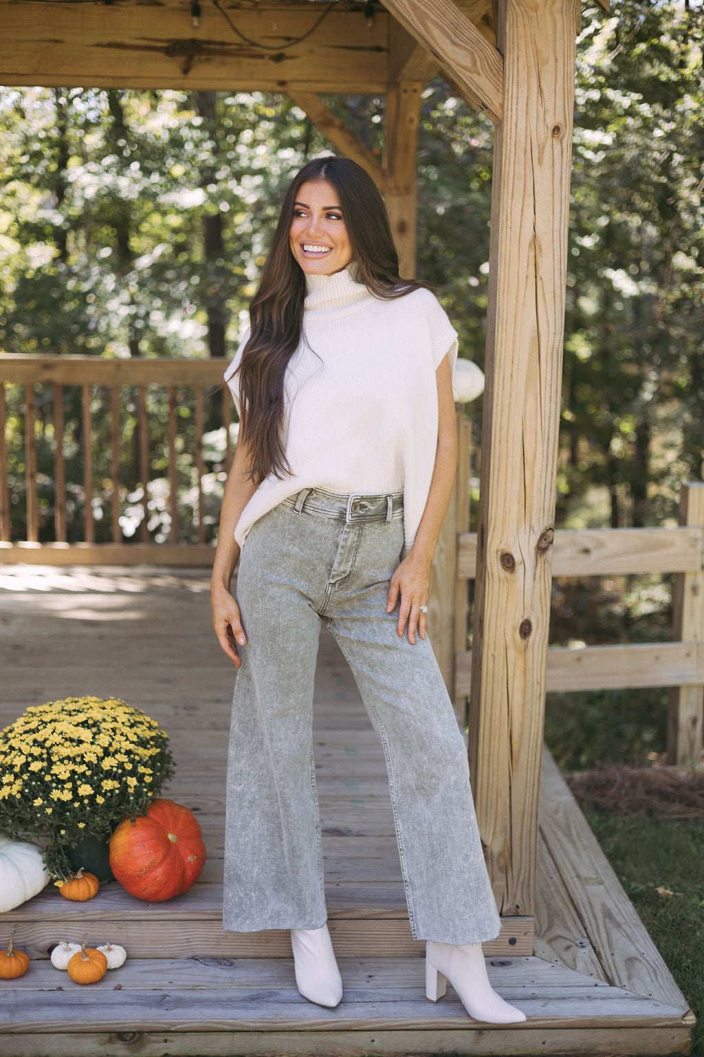 Oversized Sleeveless Turtleneck- Cream