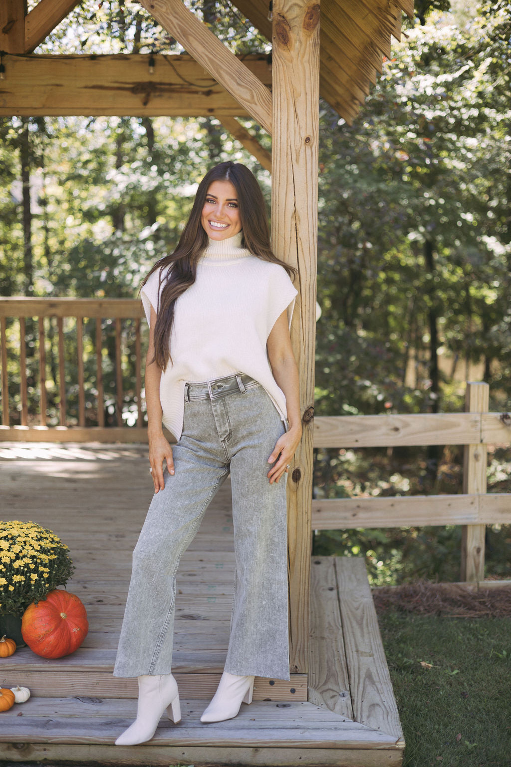 Oversized Sleeveless Turtleneck- Cream