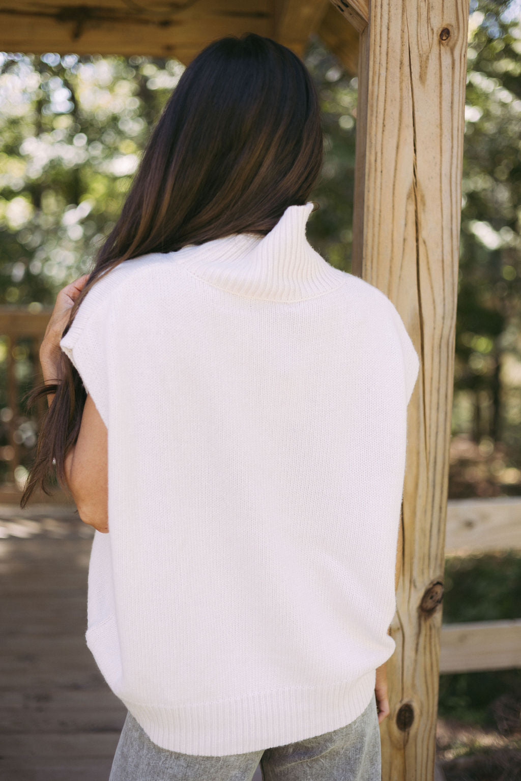 Oversized Sleeveless Turtleneck- Cream