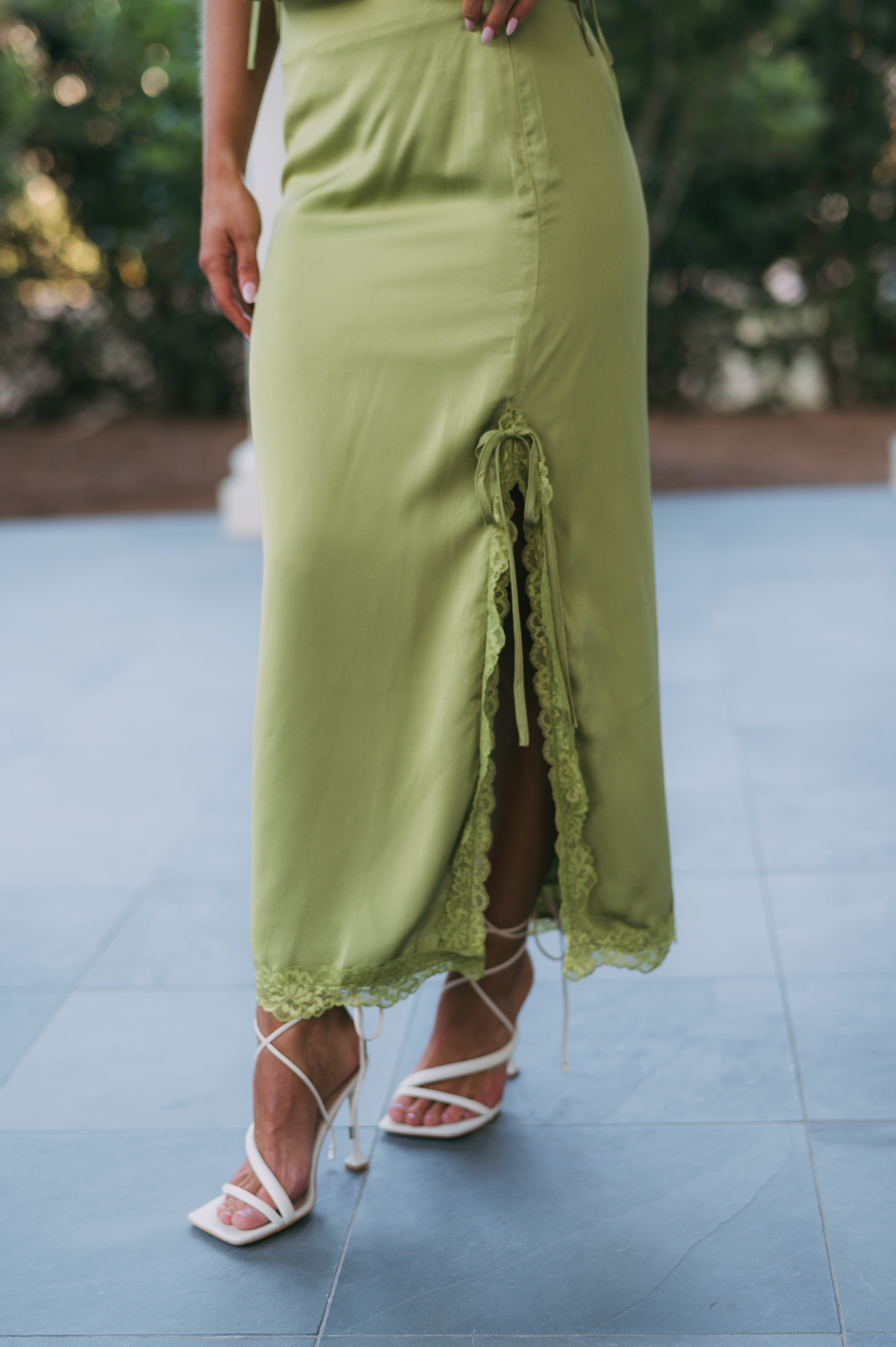 Campbell Satin Skirt Set- Avocado