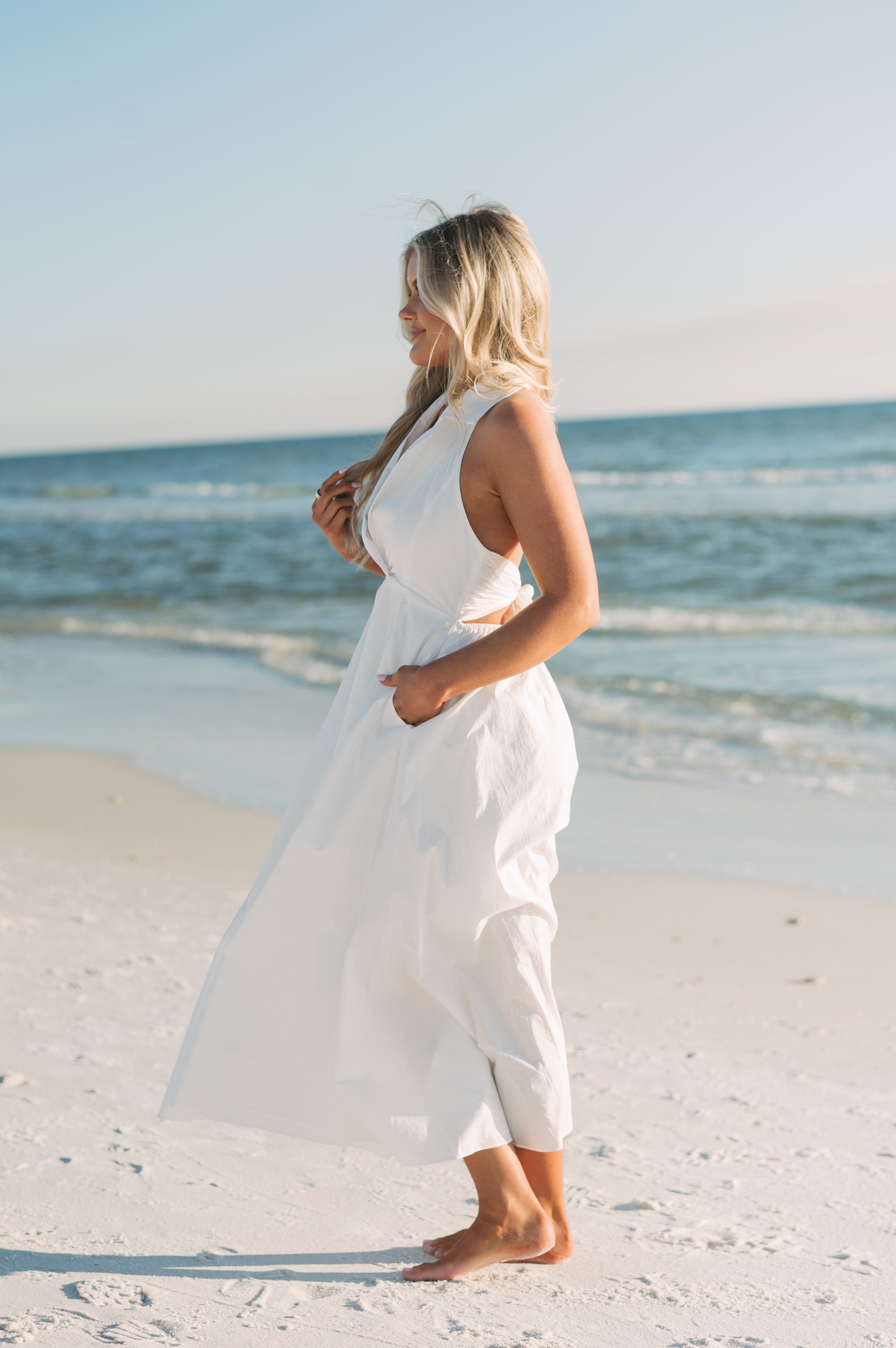 Valerie Sleeveless Collared Dress- Off White